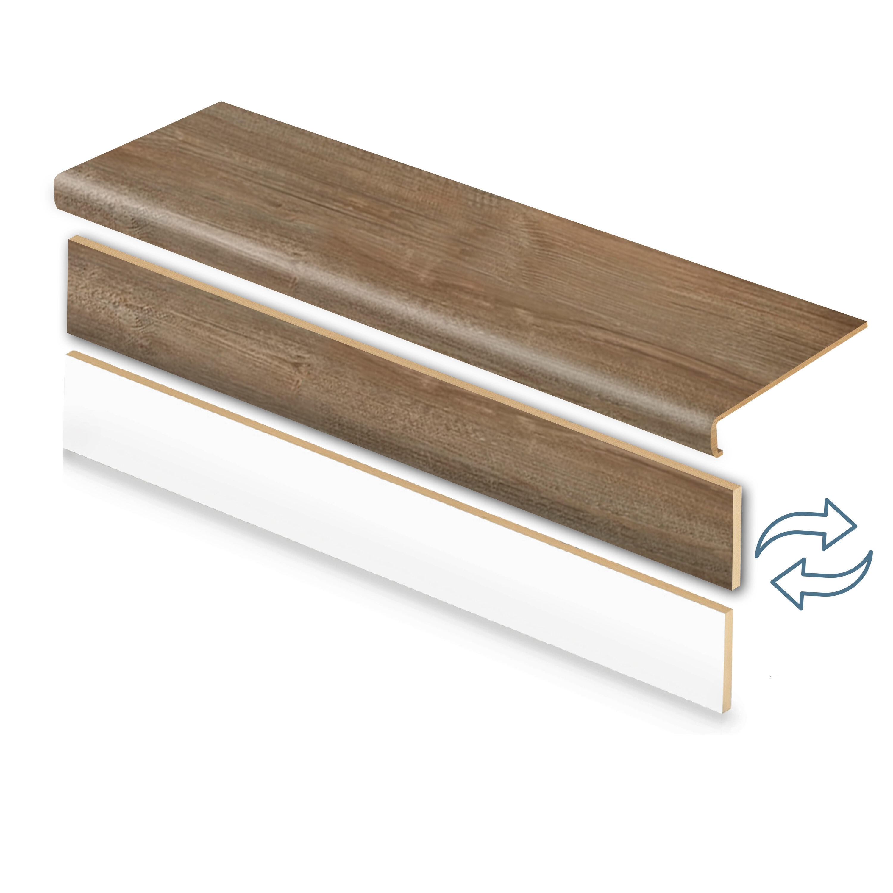 Zamma 20CA77150 Cap A Tread Stair Renewal System 47-in x 12.125-in x 2.1875-in Beige Pine Type 2 Kit with Reversible Riser Laminate No return Square edge Stair Tread