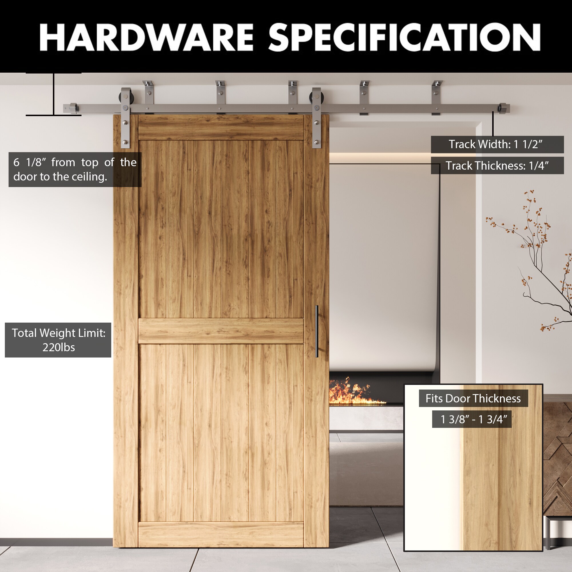 HOMACER CM-YT1DNZ156C Barn-Door-Roller-Kits - Thumbnail View #3