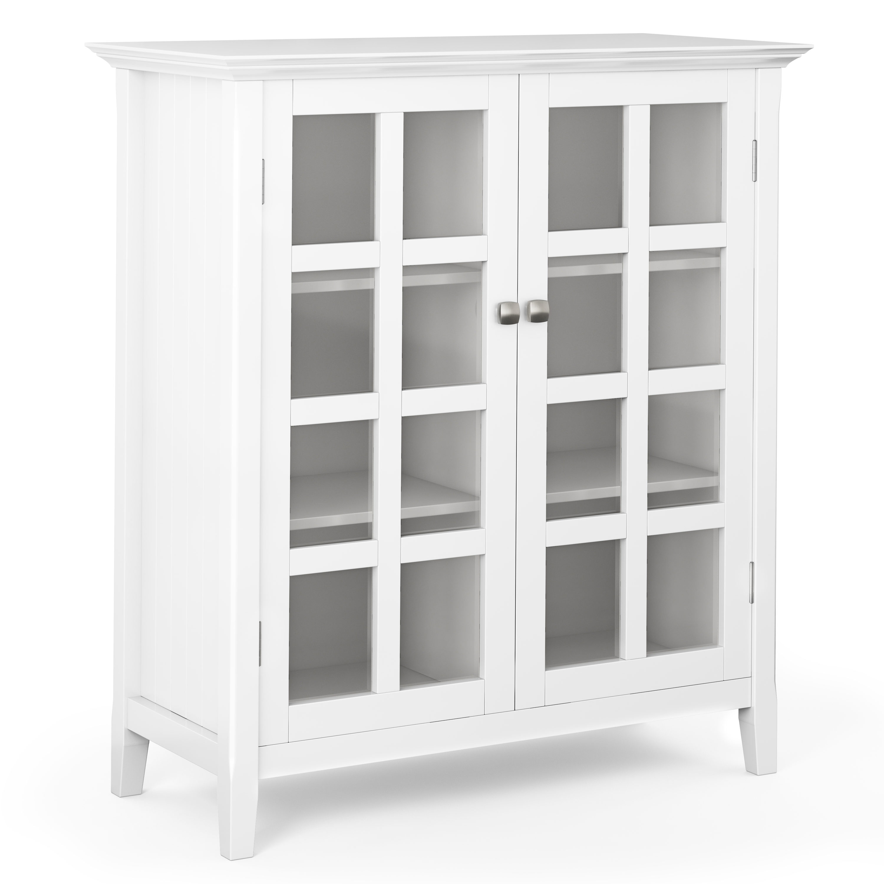 Simpli Home AXCACA15-WH Acadian White Transitional Wood Media Cabinet