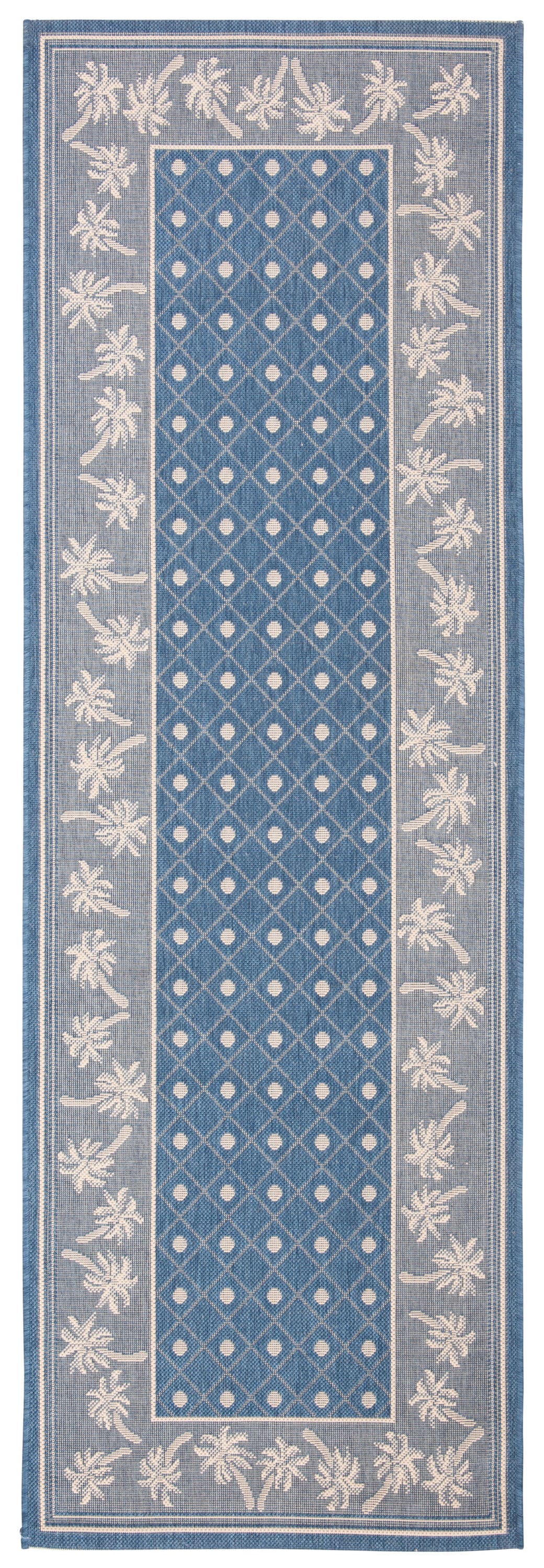 Courtyard 5148C Blue Ivory 3 X 8 Runner Rug