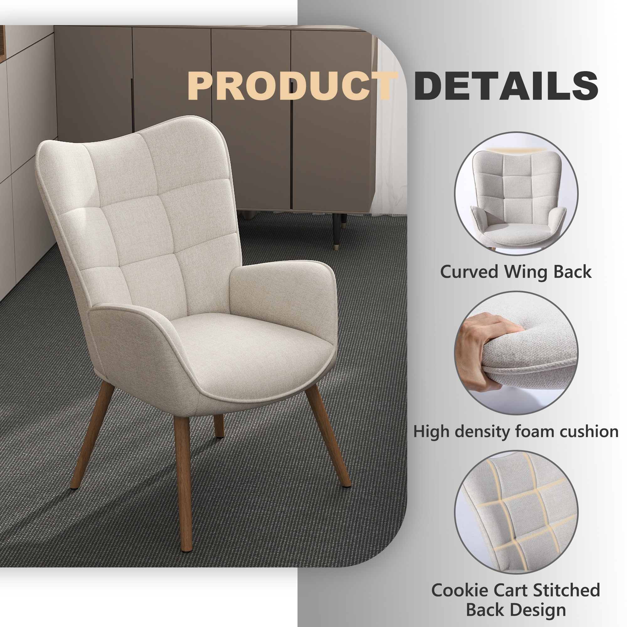 Homy Casa KGAMT CREAM Office-Chairs - View #4