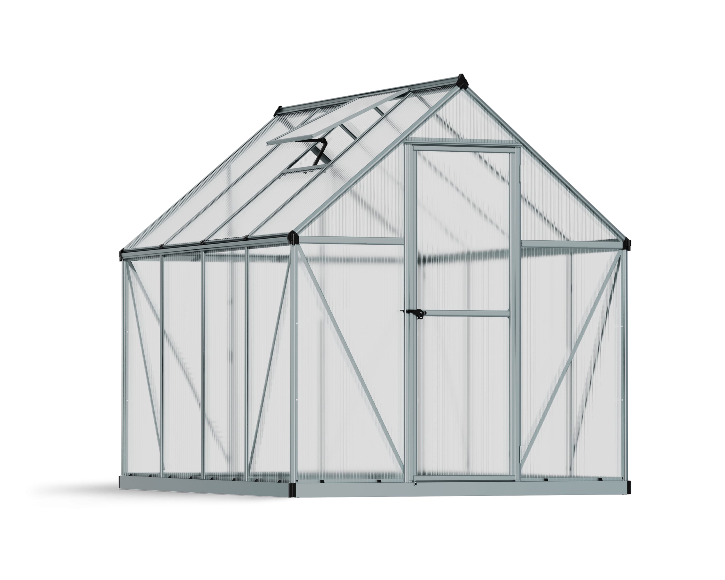 Silver Polycarbonate Aluminum Frame Walk-In Greenhouse 6' x 8'
