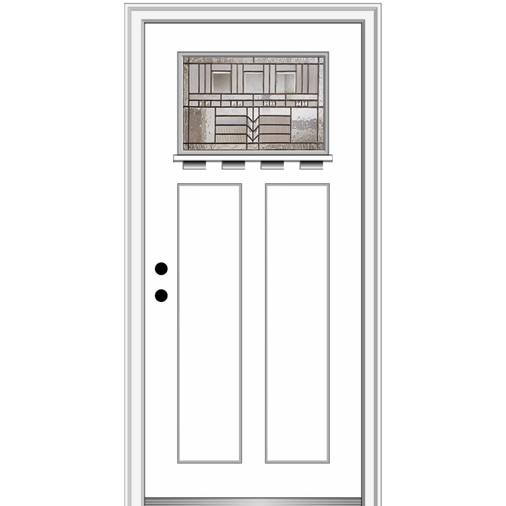 MMI DOOR ZZ3656576R 32-in x 80-in Fiberglass Craftsman Right-Hand Inswing Primed Prehung Front Door with Brickmould Insulating Core