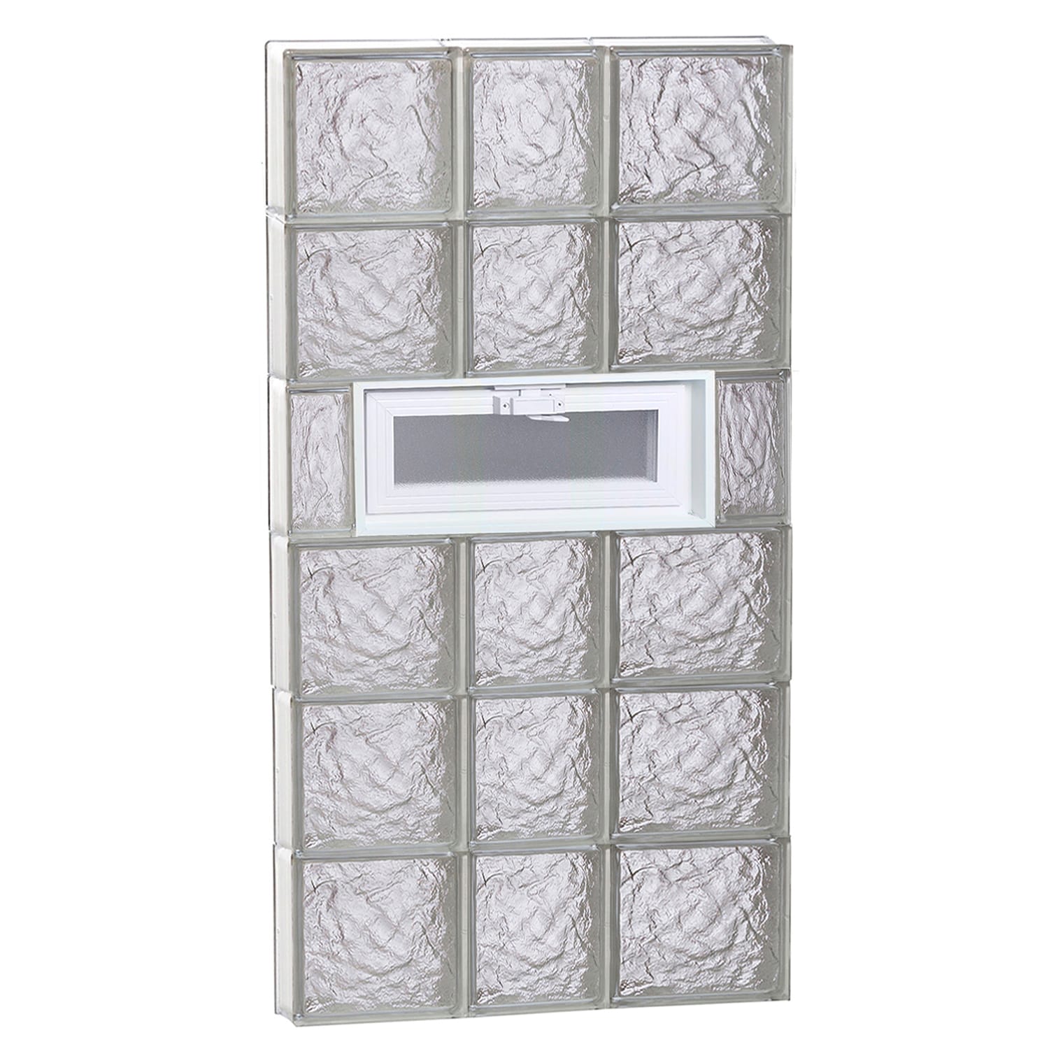 REDI2SET V2248IS Ice Glass 21-1/4-in x 46-1/2-in Frameless Replacement Vented Glass Block Window