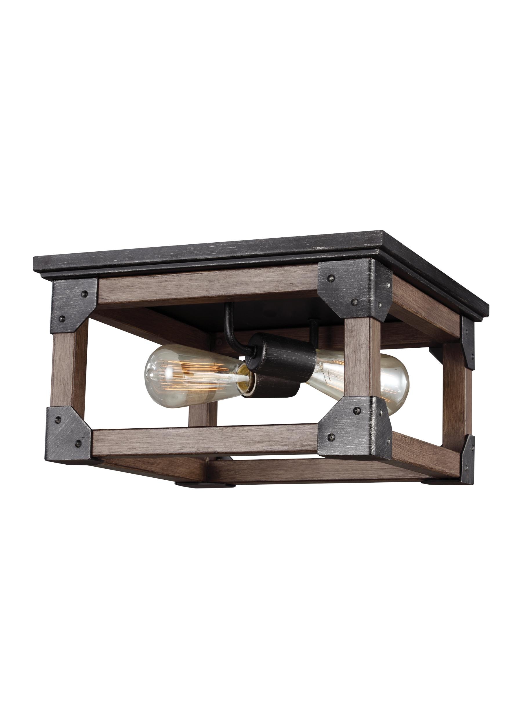 Generation Lighting 7513302-846 Dunning 2 -Light 13.5-in Bronze Flush Mount Light ENERGY STAR Certified
