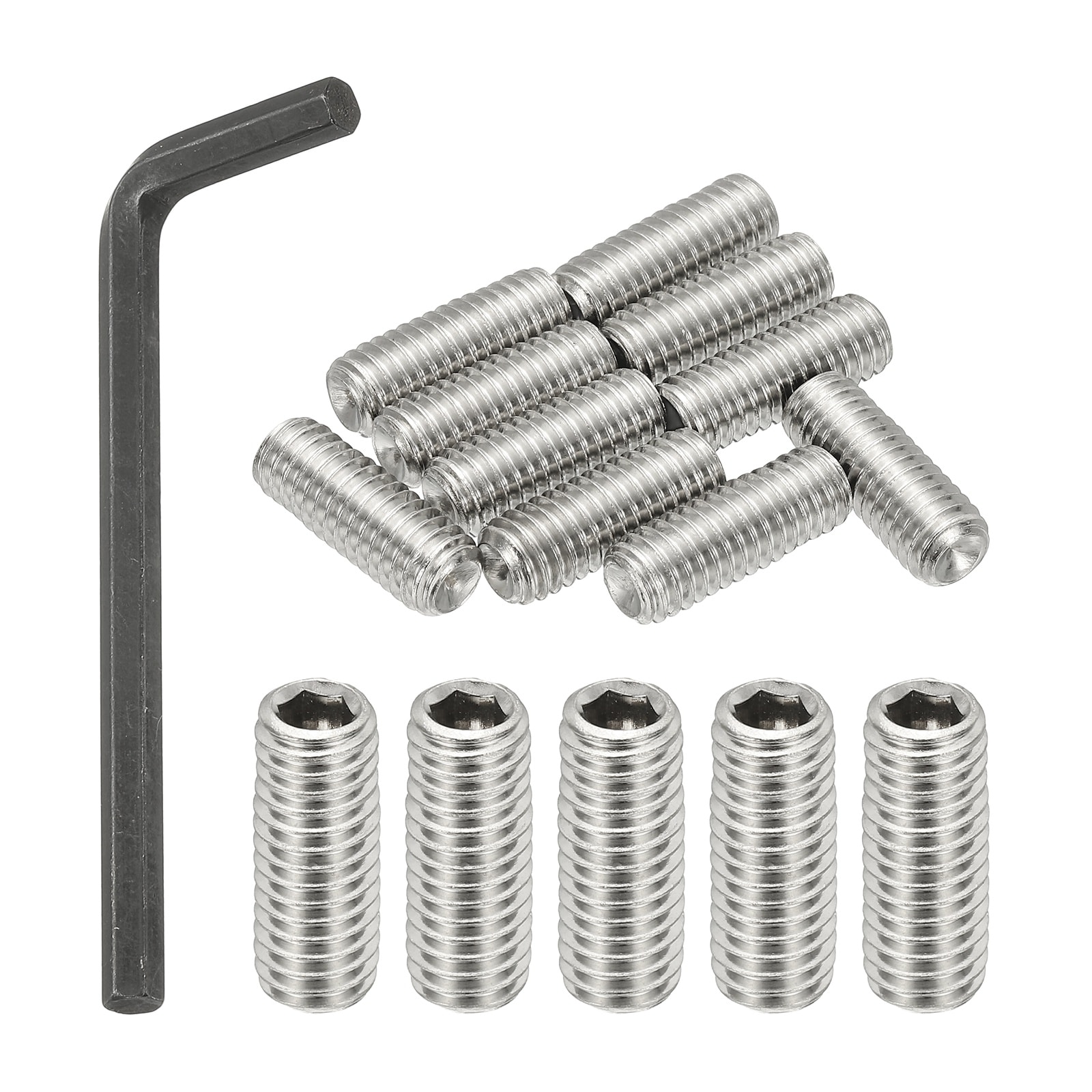 PATIKIL 3/8-16x1 Inch Hex Socket Grub Screws 10pcs Cup Point Set Screw with Wrench