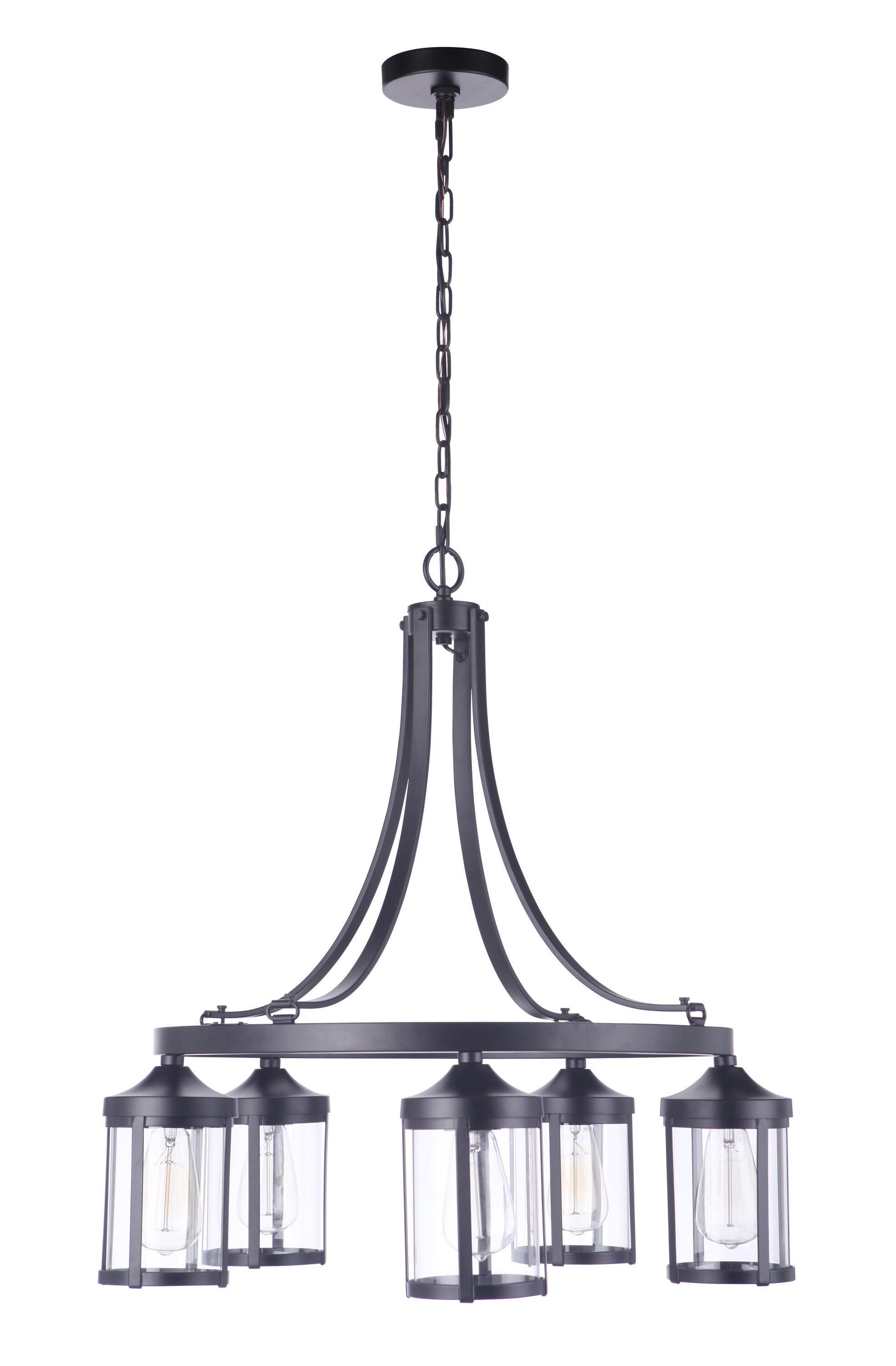 Craftmade 55325-FB Elliot 5 -Light Matte Black Transitional For Use in Bathrooms, Bedrooms, Dining Rooms, Foyers, Kitchens, Living Rooms Chandelier