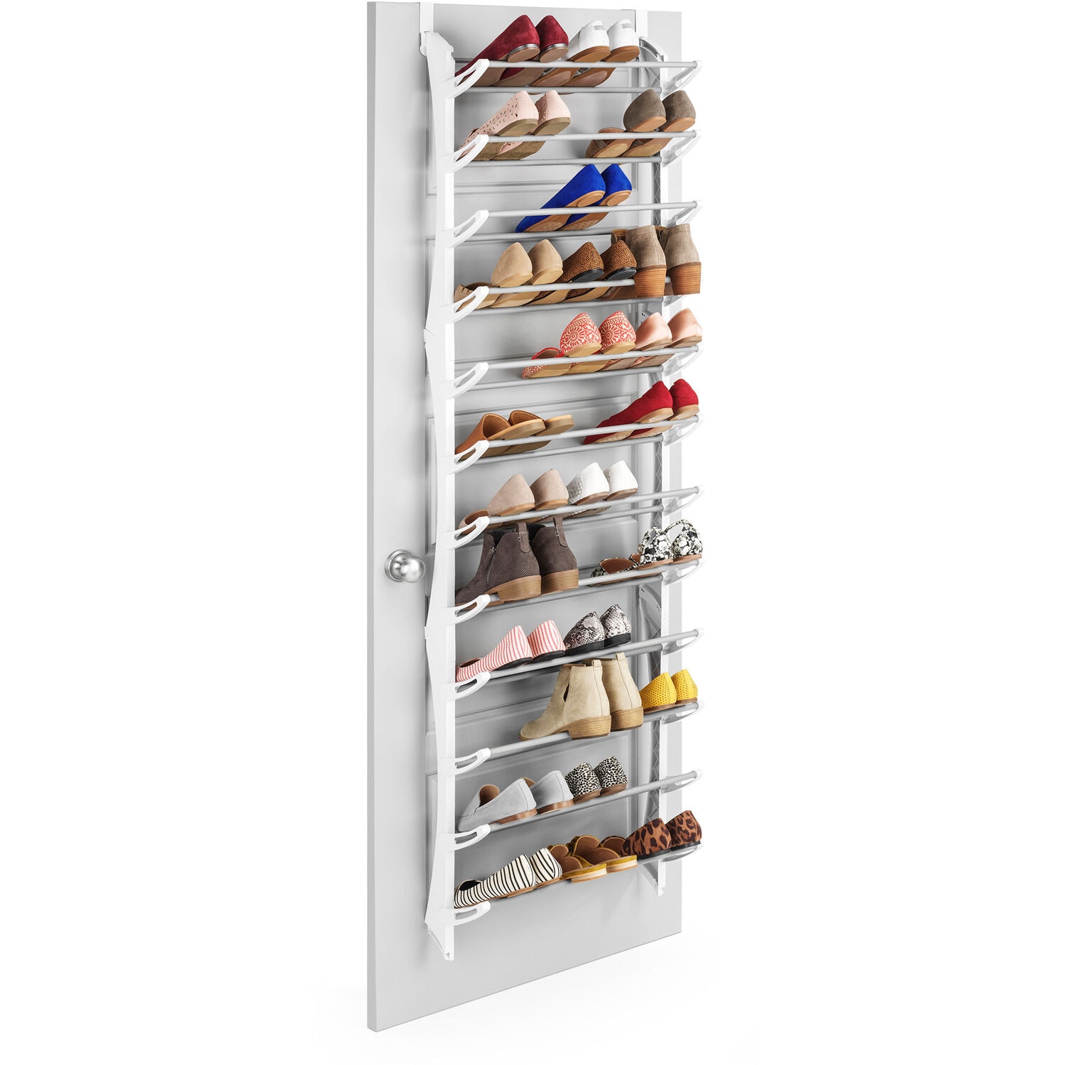 Whitmor 6486-1746-WHT 74.5-in H 12 Tier 36 pair White Metal Over-the-door shoe organizer