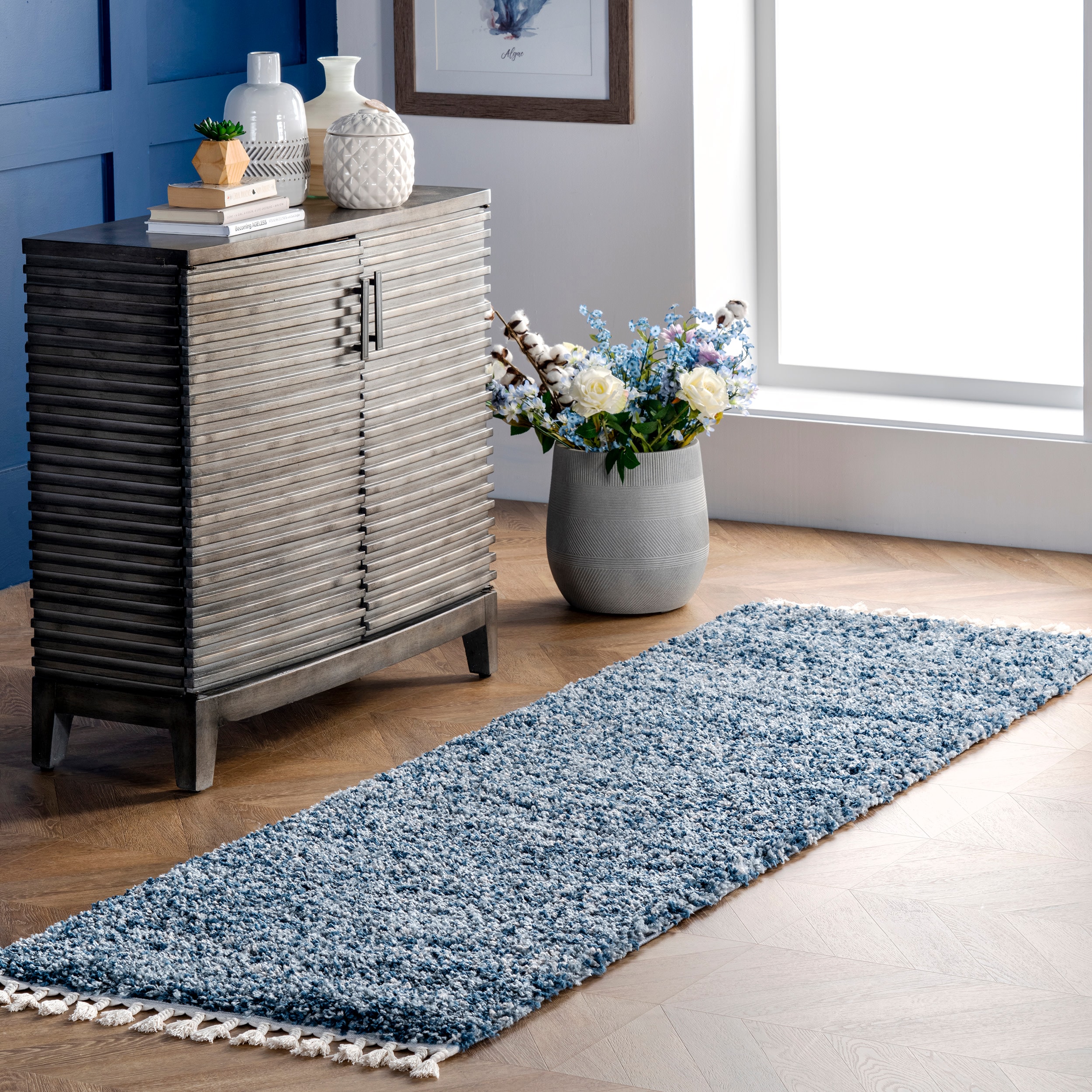 nuLOOM KKEL04C-2608 Brooke 2 x 8 (ft) Loomed Polypropylene Blue Rectangular Indoor Solid Runner rug