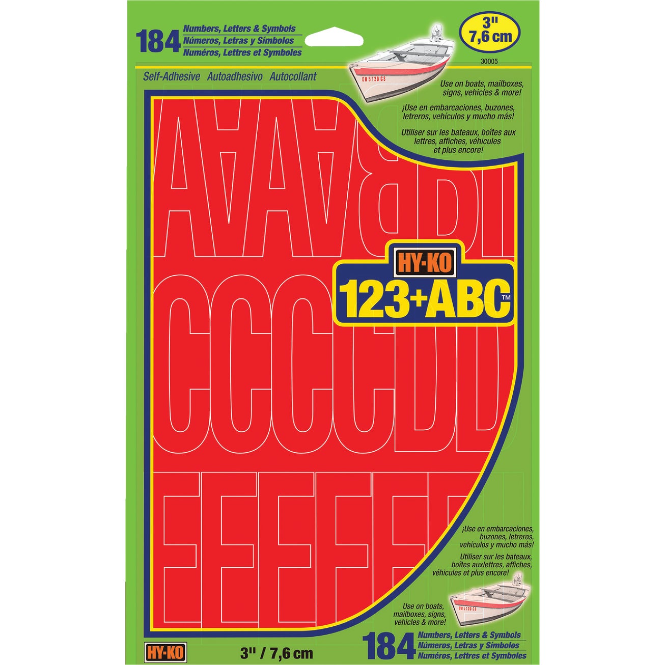 HY-C Hy-Ko 3 in Red Self-Adhesive Vinyl Letters Numbers 184-Count ...