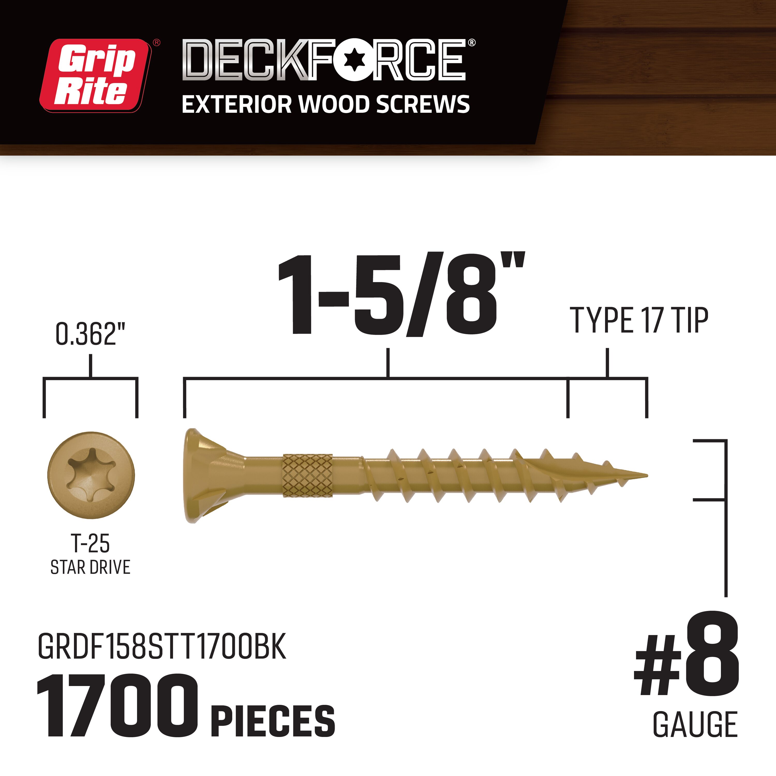 Grip-Rite GRDF158STT1700BK Deck-Screws - View #2