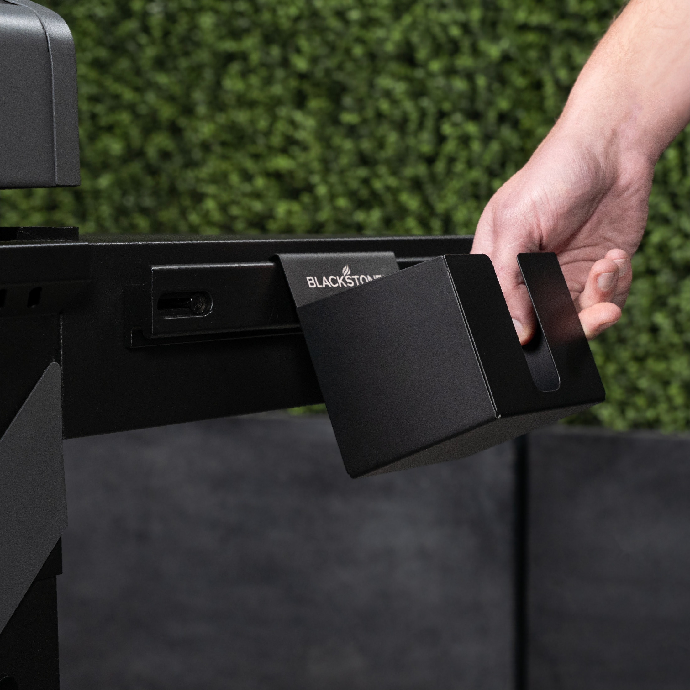 Black Matte Steel Grill Cup Holder with Mug Handle Cutout