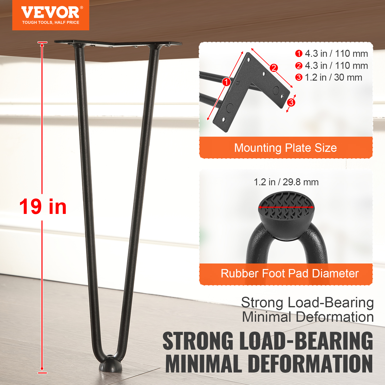 VEVOR FJ2GZT19YC12MHTR0V0 Wood-Table-Legs - View #6