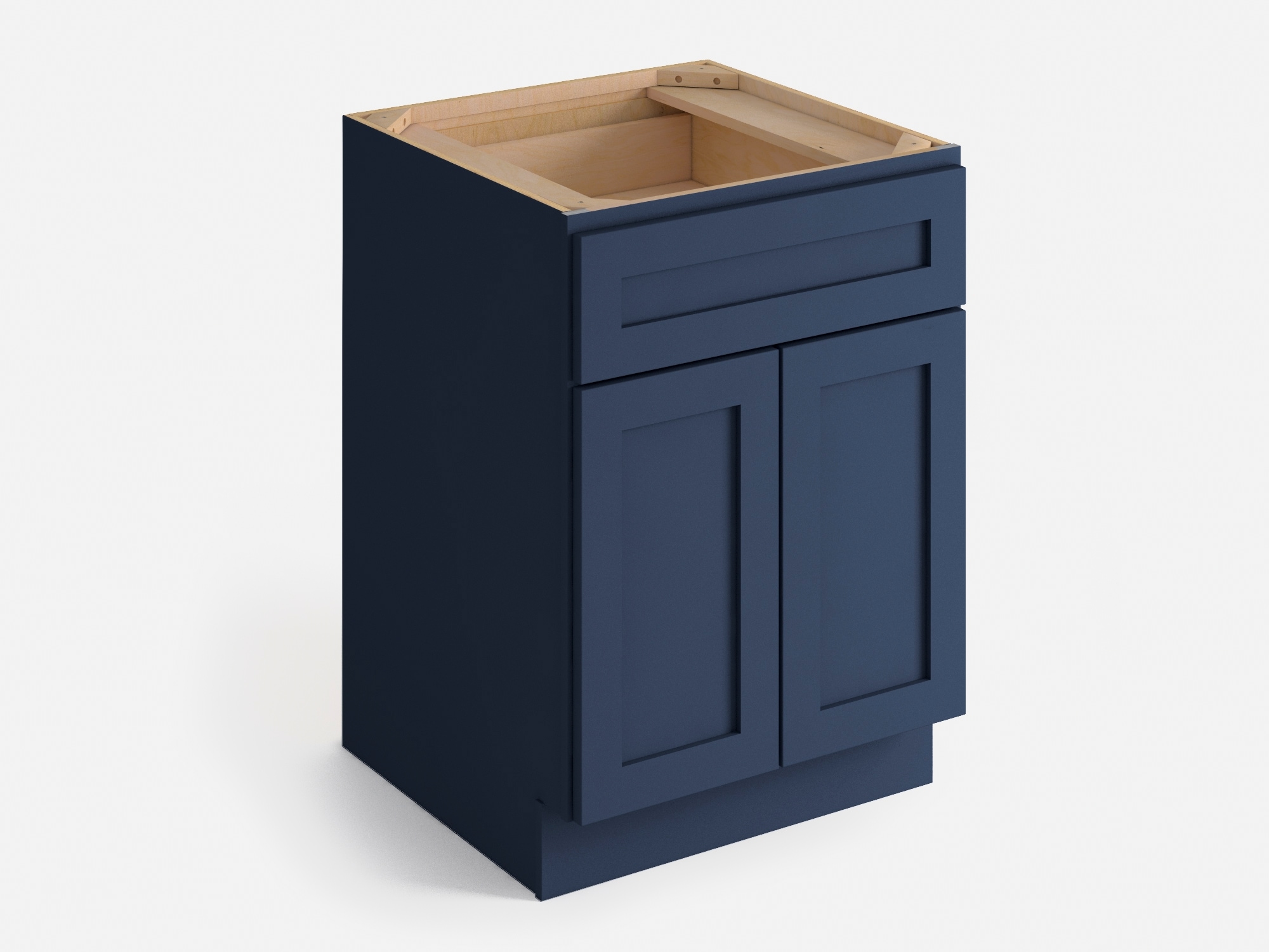 Valleywood Cabinetry 9-in W x 34.5-in H x 24-in D Marine Blue Birch Base Ready To Assemble Plywood Cabinet (Flat Panel Shaker Door Style)