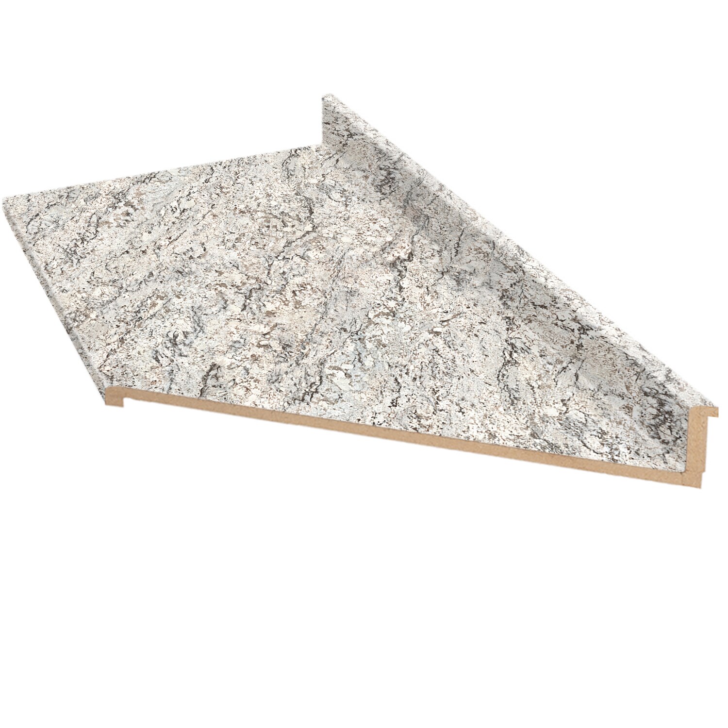 VT Dimensions Wilsonart 6-ft x 25.5-in x 4.5-in Avorio Granite - Antique Right-Hand Miter-Cut Laminate Countertop with Integrated Backsplash