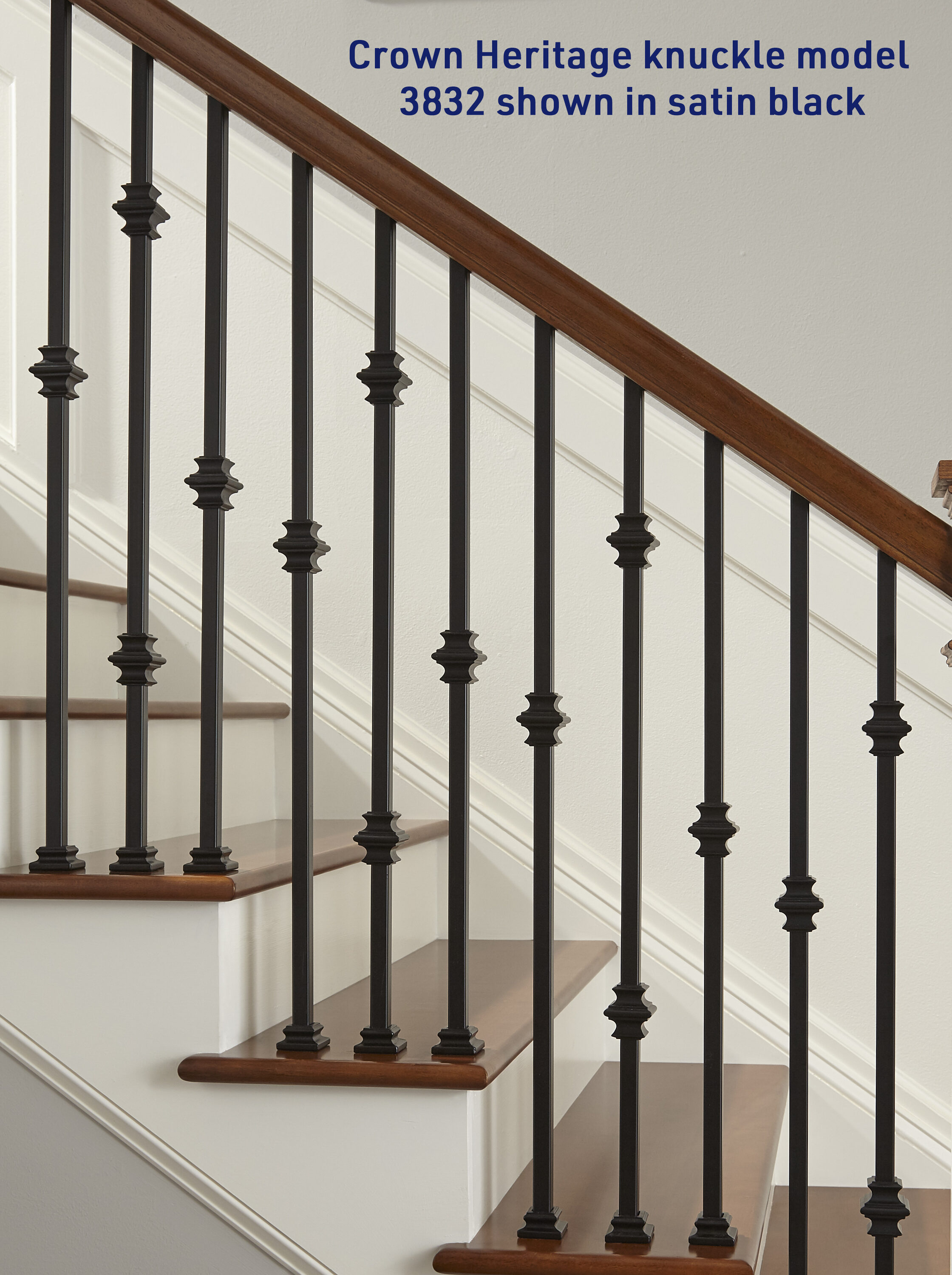 Crown Heritage 1.7813-in x 1.625-in Satin Black Steel Stair Baluster ...