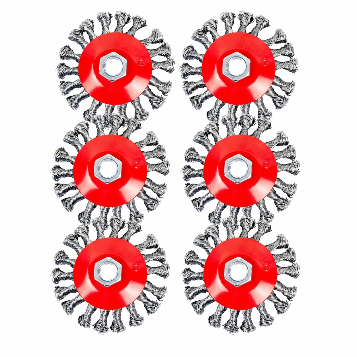 Oyezvary  Wire Wheel Brush Kit for Angle Grinder 4 Inch Knotted Wire Wheels with Nut Arbor 5 8 11 Threads Rust Removal Metal Polishing 6pcs Pack