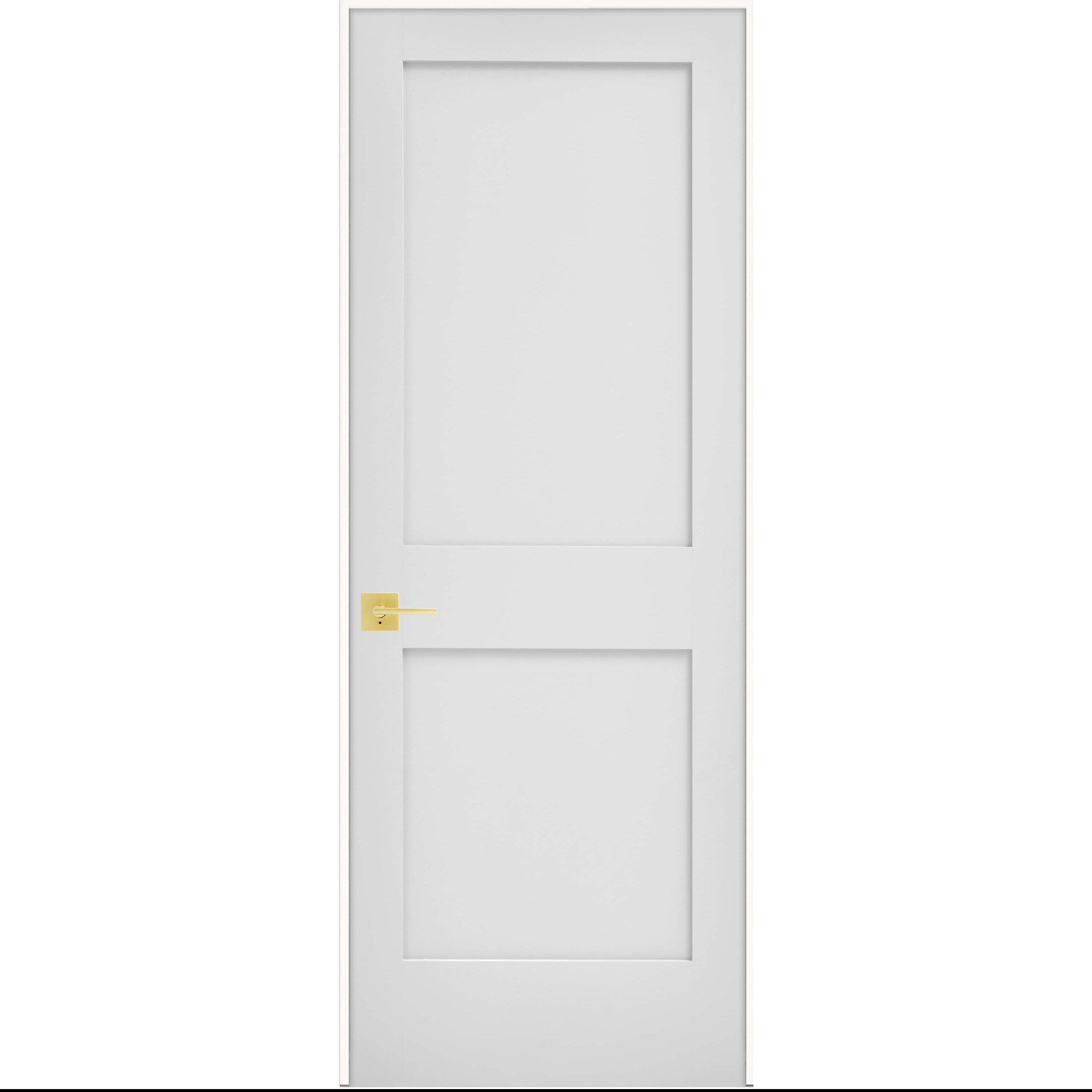 JELD-WEN LOWOLJW249800025 24-in x 80-in Primed Solid core 2-panel square Right hand Smooth Primed MDF Flat Jamb Single Prehung Interior Door