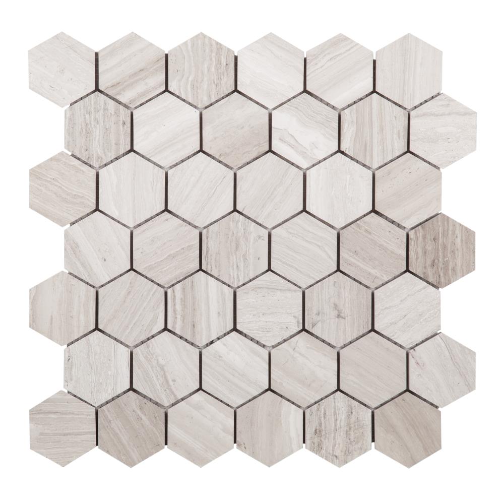 Saint Birch DOMDGMMT011 Gray 12-in x 12-in Natural Stone Honeycomb Wood Look Tile (9.7-sq. ft/ Carton)