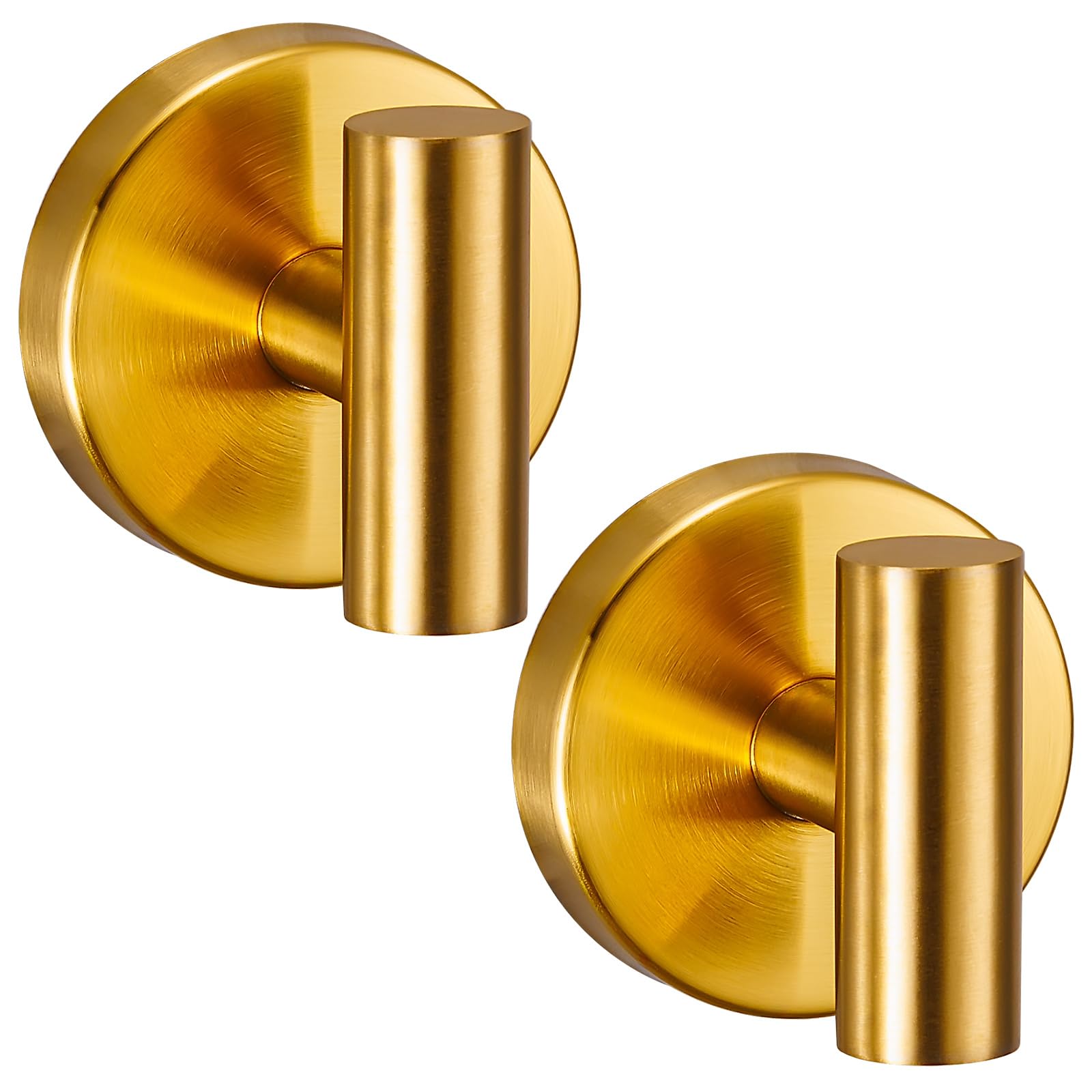Adrinfly  Heavy Duty Suction Cup Hooks for Bathroom Kitchen and Shower Wet Proof Towel Robe Loofah Holder Brushed Gold 2 Pack