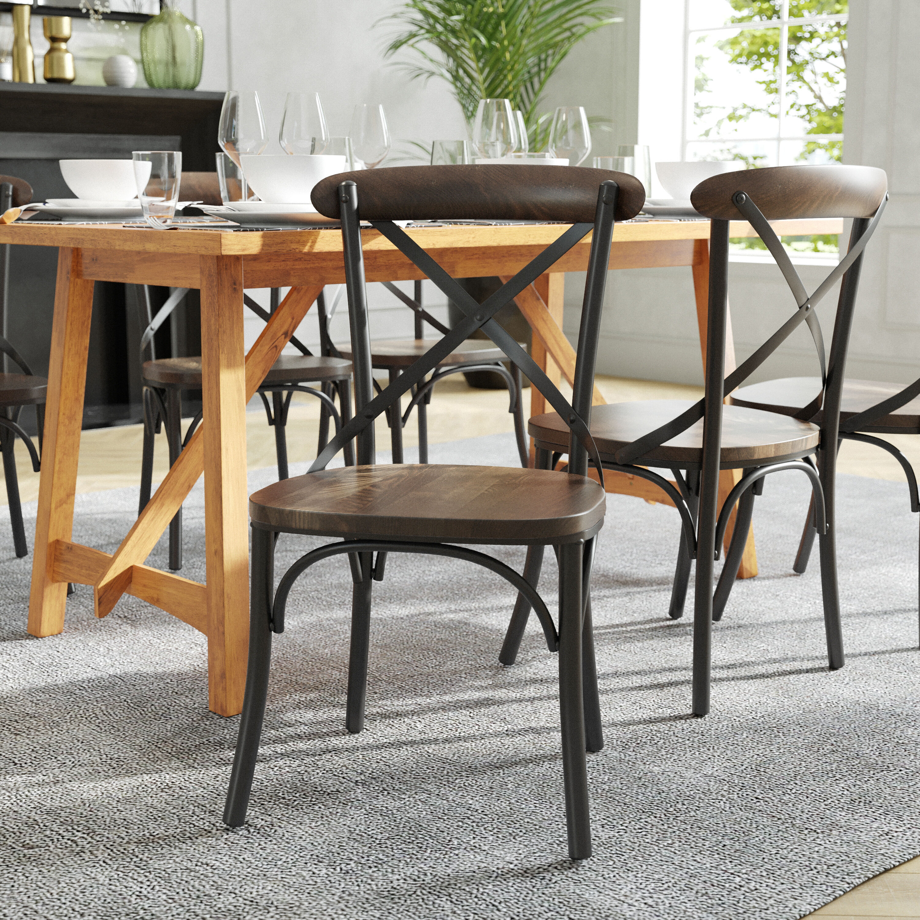 Flash Furniture 889142799580 Modern Black/Fruitwood Accent Chair