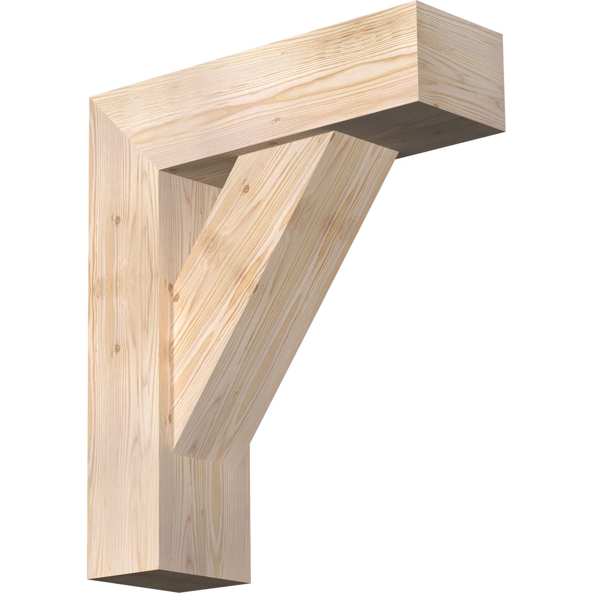 Ekena Millwork 1465075 Traditional block smooth bracket with offset brace Douglas Fir Wood Standard Bracket