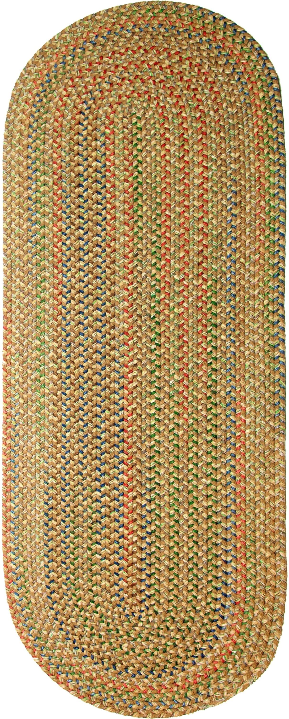 Rhody Rug KA53R024X096 2 x 8 (ft) Braided Polypropylene Camel Oval Indoor/Outdoor Geometric Area rug