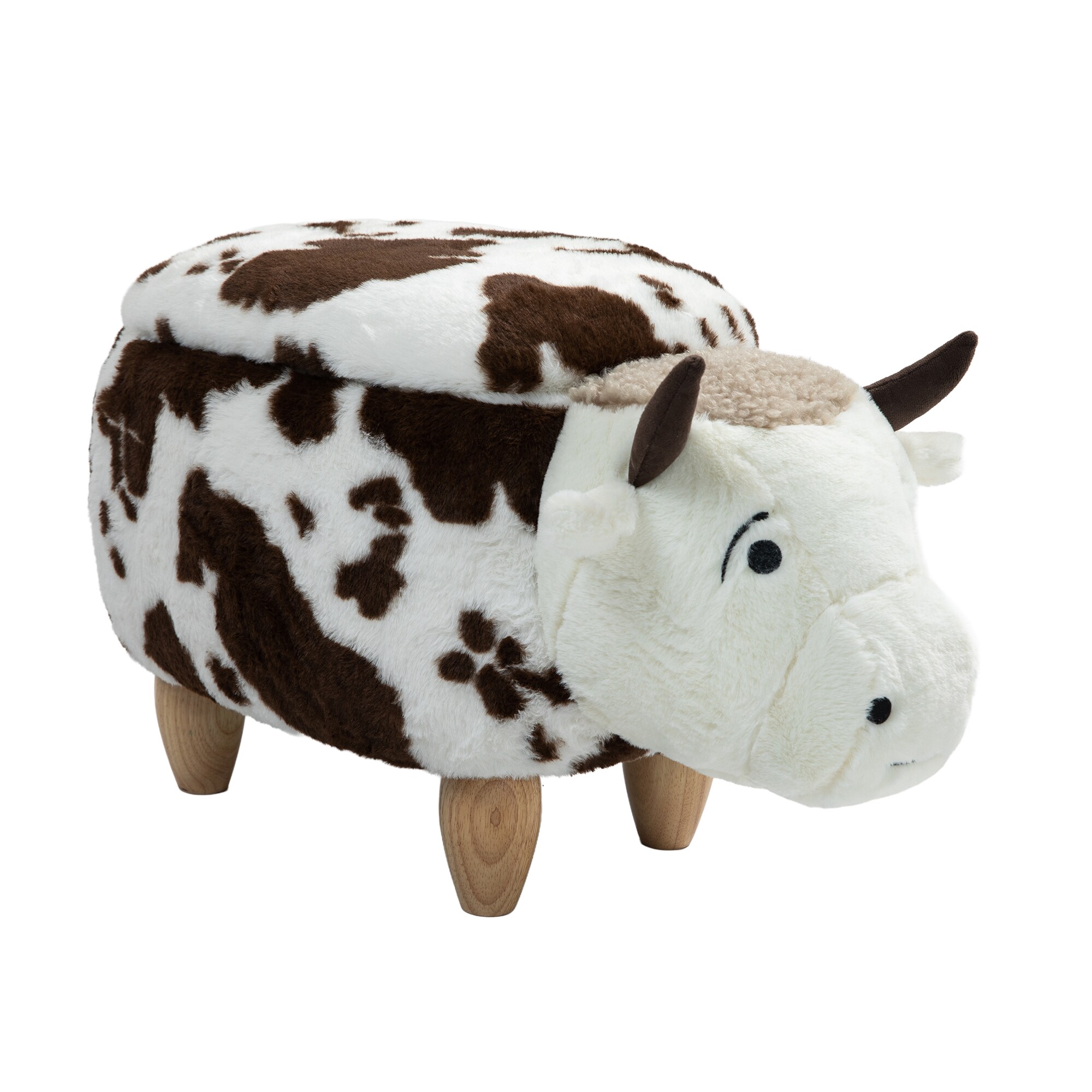 Home 2 Office Casual Brown Spotted Cow Soft Microfiber Oval Storage Ottoman