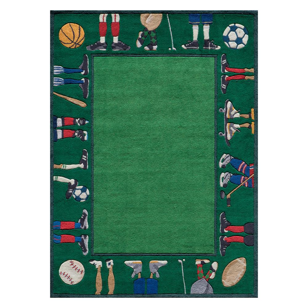 Lil Mo Whimsy 3 X 5 (ft) Acrylic Grass Border Sports Area Rug in 