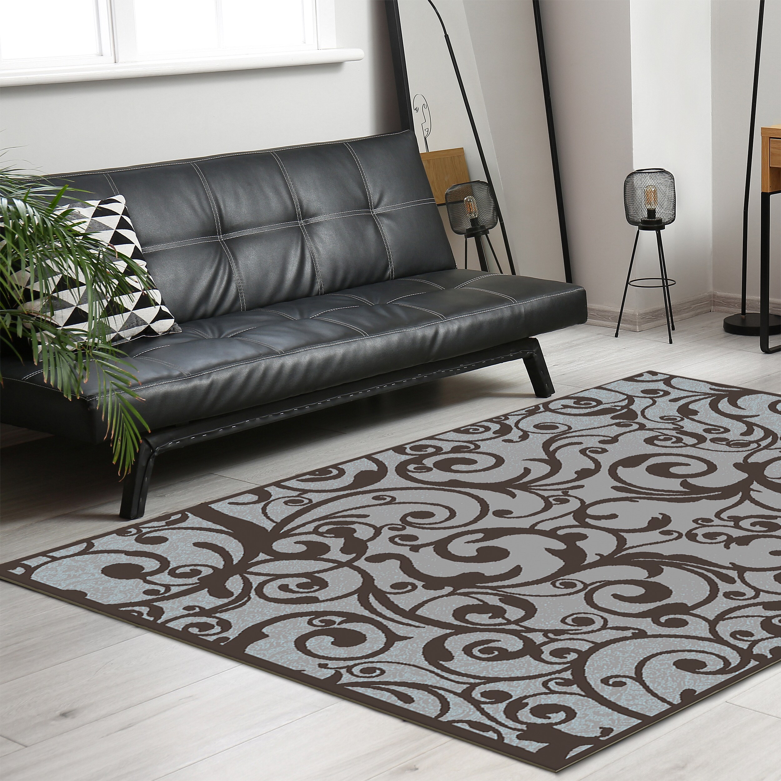 Radici USA 1845/0020/GREY Pisa 3 x 5 (ft) Polypropylene Gray Rectangular Indoor Abstract Mid-Century Modern Area rug