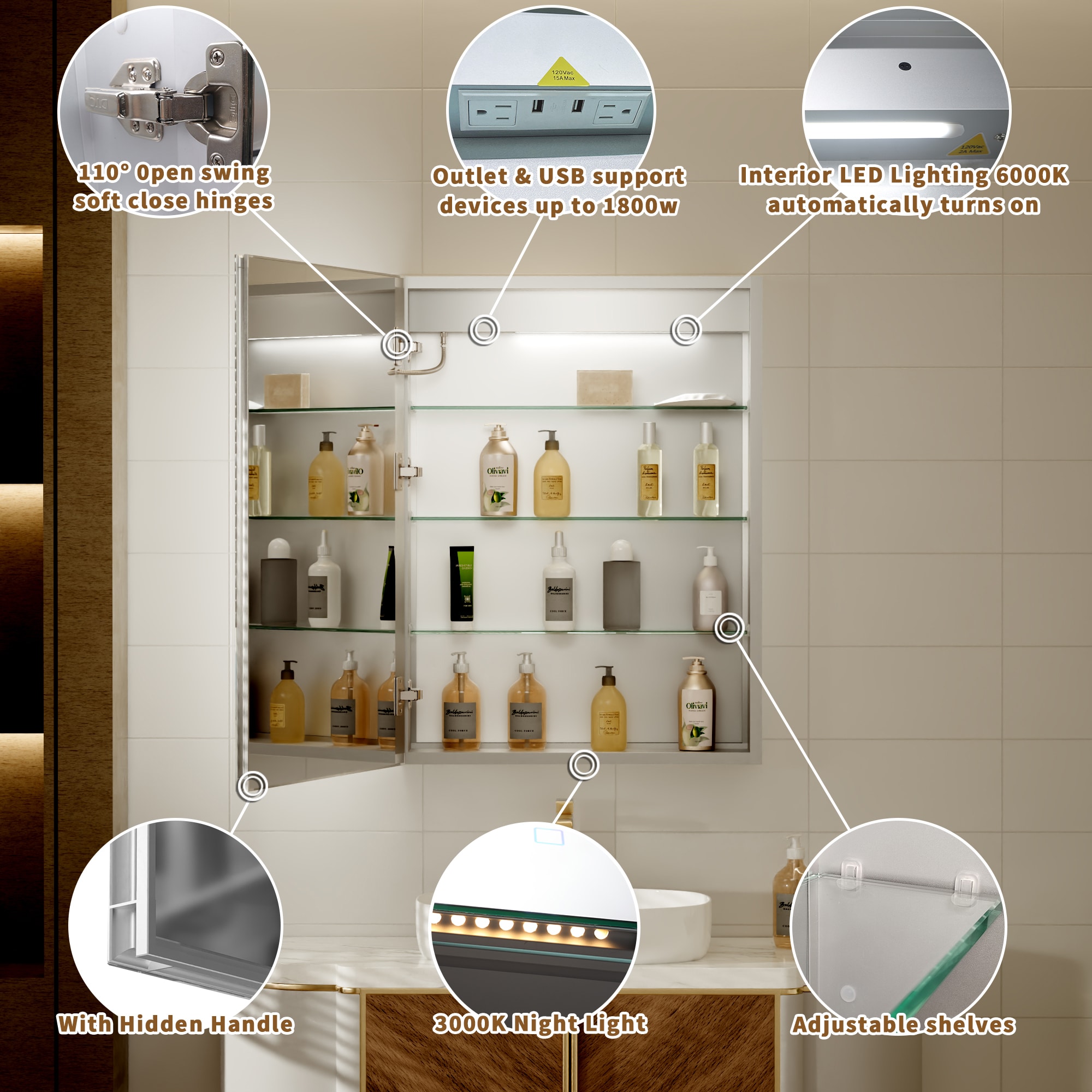 Forclover JSEX2432VLX Bathroom-Medicine-Cabinets - View #2