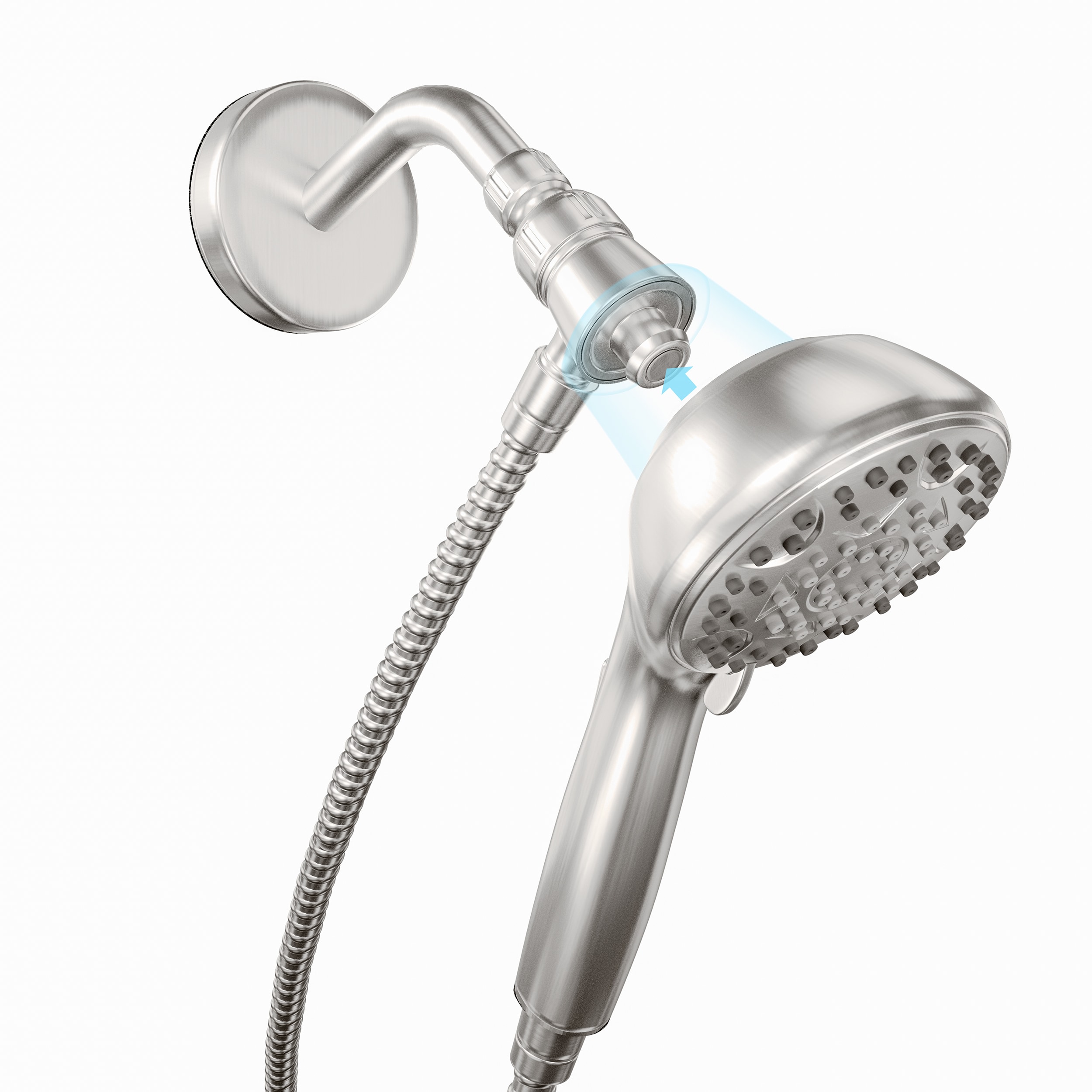 Shower Arm Holder for Handheld Shower Head, Adjustable Mount Bracket,  Shower arm Adapter with Swivel Ball, 1/2-Inch, Chrome, 0.5