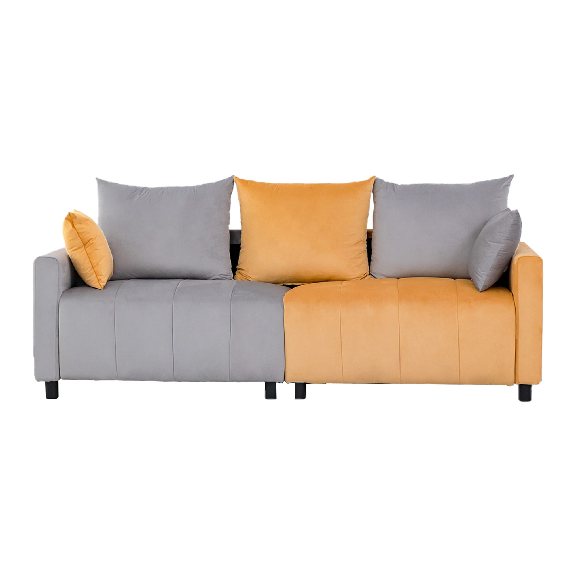 Bybafun YA3700053 82.6-in Modern Gray+Yellow Velvet 2 -seater Loveseat