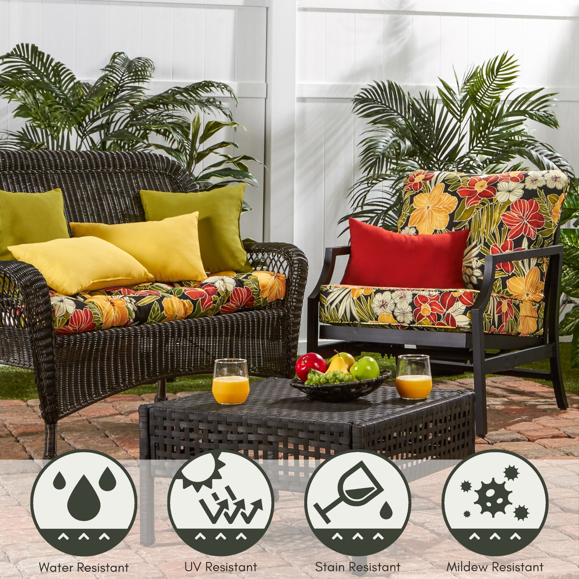 Greendale Home Fashions OC7820-ALOHA-BLACK Patio-Furniture-Cushions - View #6