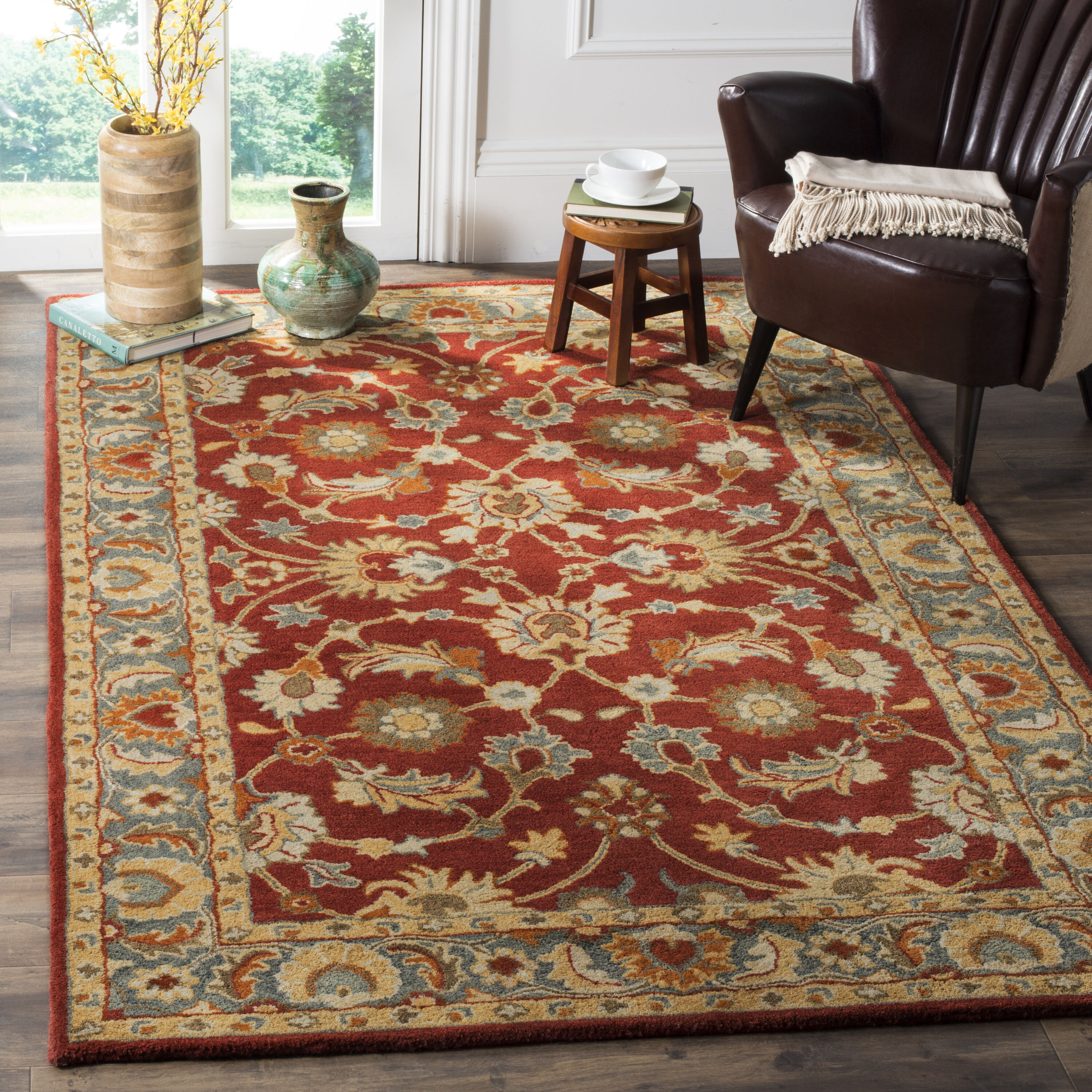  Heritage 403 Red/Blue Traditional 5ft x 8ft Medium Rectangle Rug