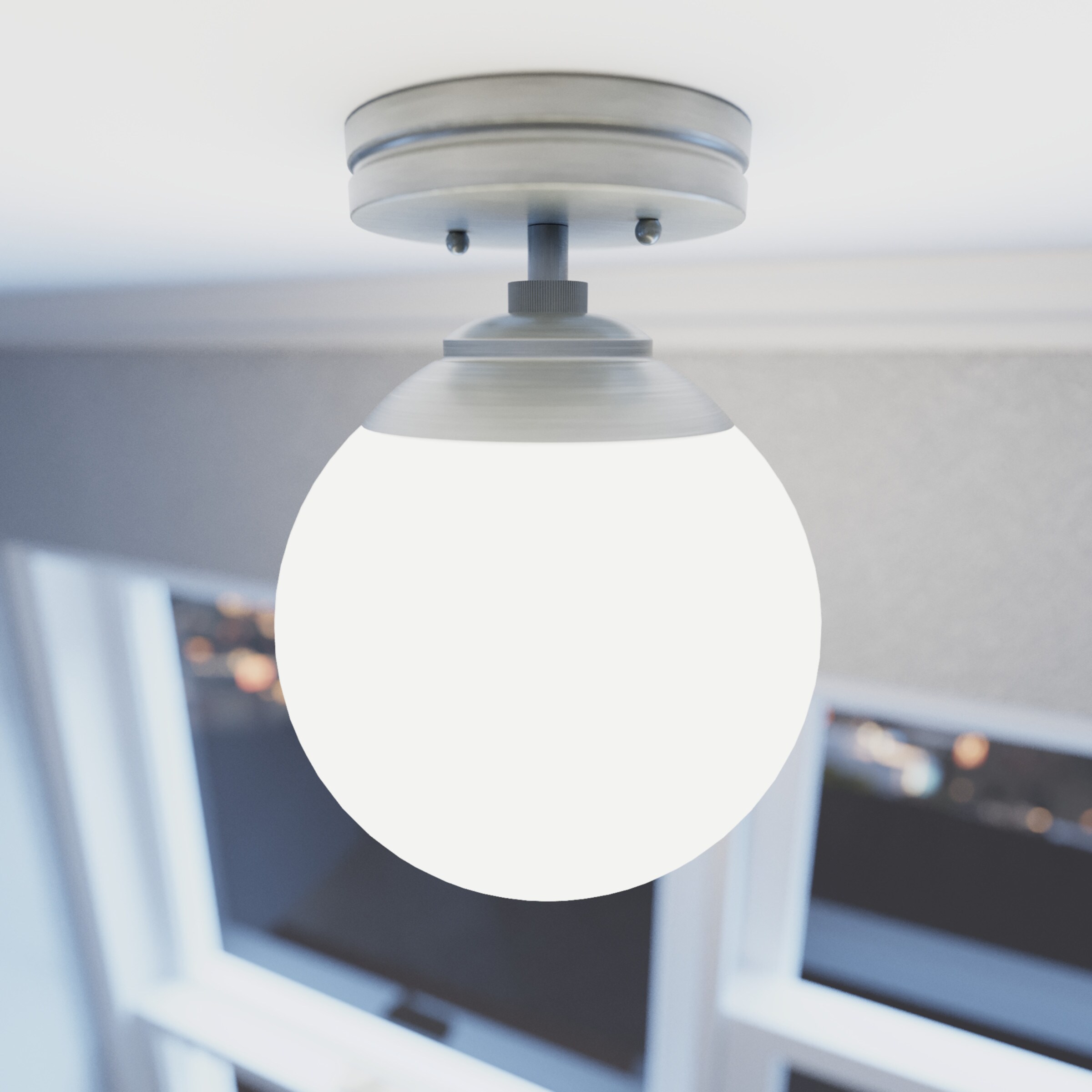 Hepburn Modern Brushed Nickel Globe LED Flush Mount Light