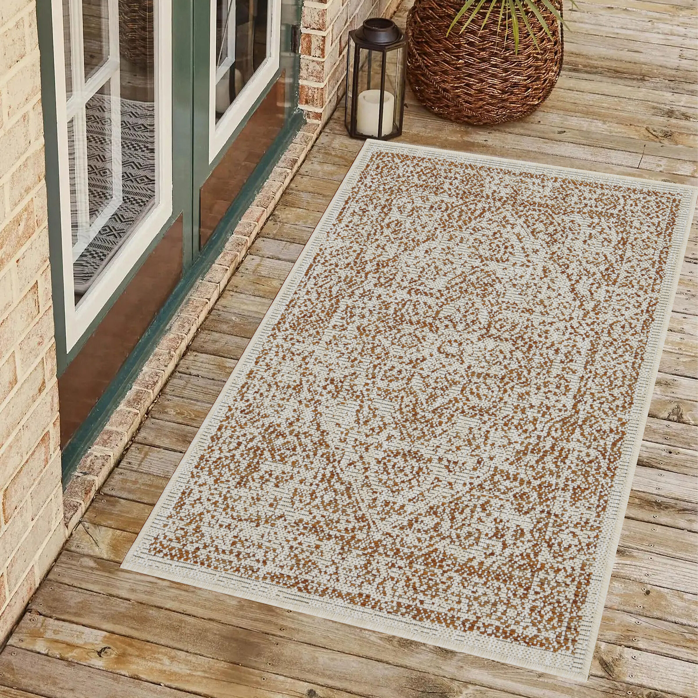 Playa Rug PLY-ZAR-BRICK-2X3 2 x 3 (ft) Sisal Zaria-Ivory Taupe Rectangular Indoor/Outdoor Floral/Botanical Area rug