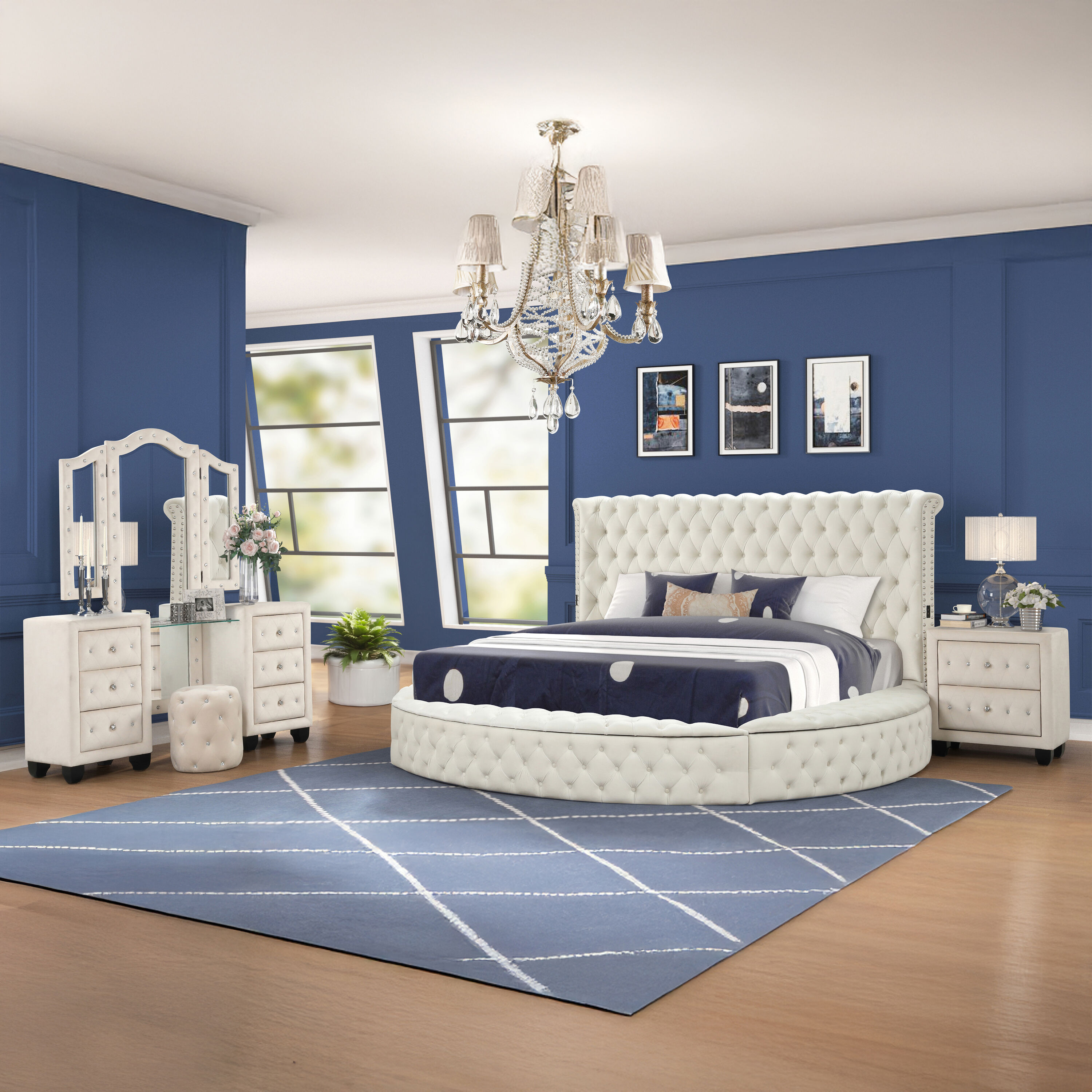 Galaxy 601955551731 Hazel Cream Queen Bedroom Set
