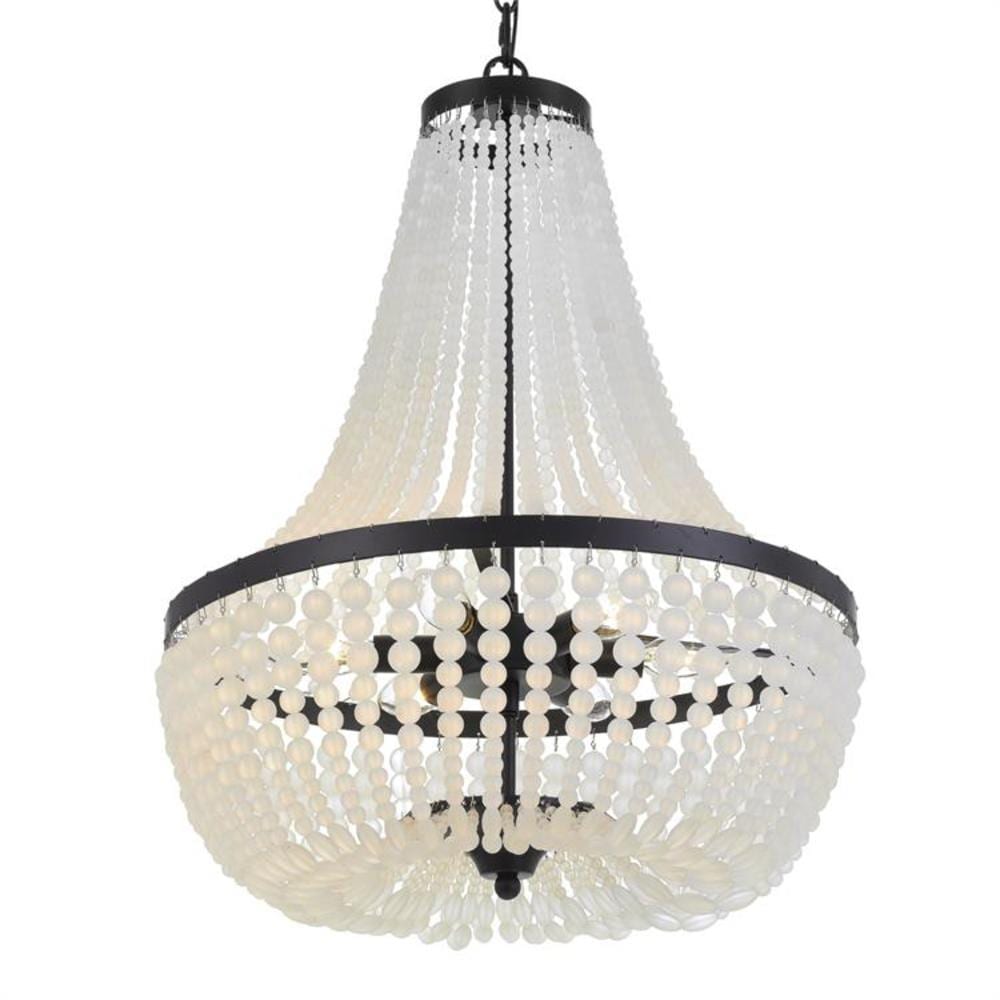 Crystorama 608-MK Rylee 6 -Light Matte Black Rustic Crystal For Use in Bathrooms, Foyers, Kitchens, Chandelier