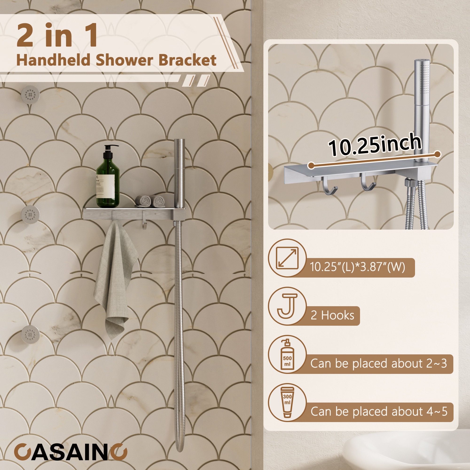 CASAINC KCHS0005-12BN Showerhead-Bar-Panels - View #9