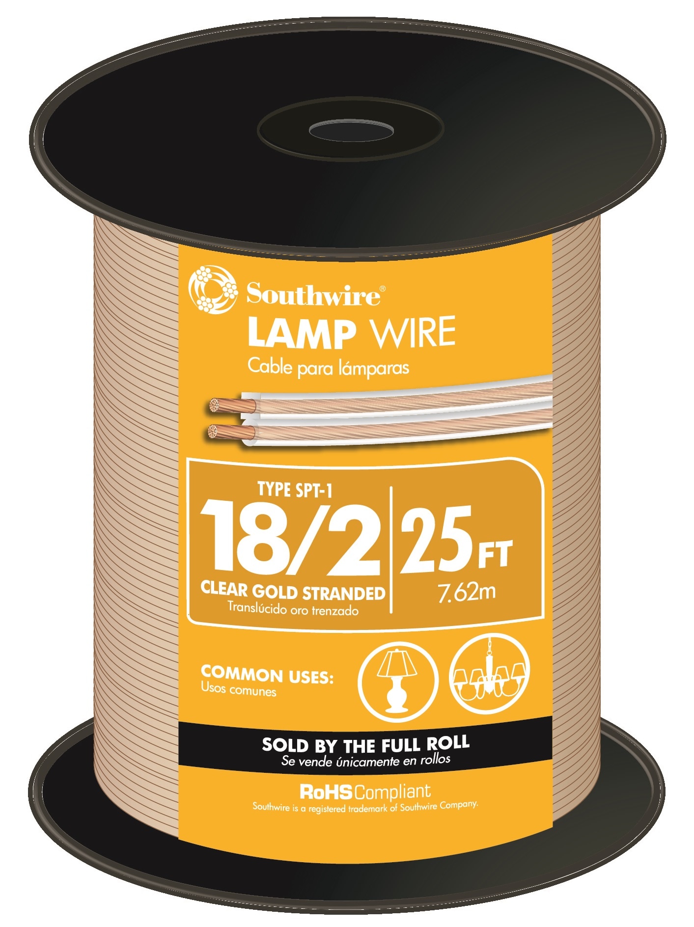 Southwire 25-ft 18/2 Black Stranded Lamp Cord in the Lamp Cords department  at