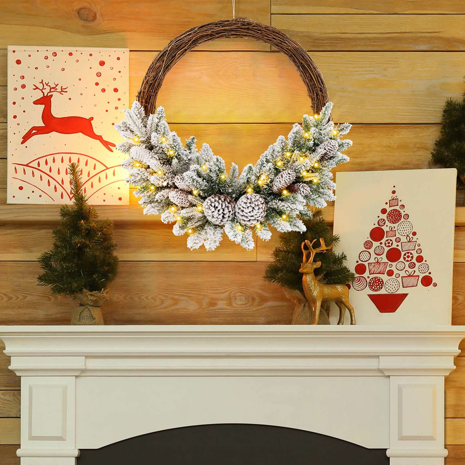 Costway HCST04108 Artificial-Christmas-Wreaths - View #2