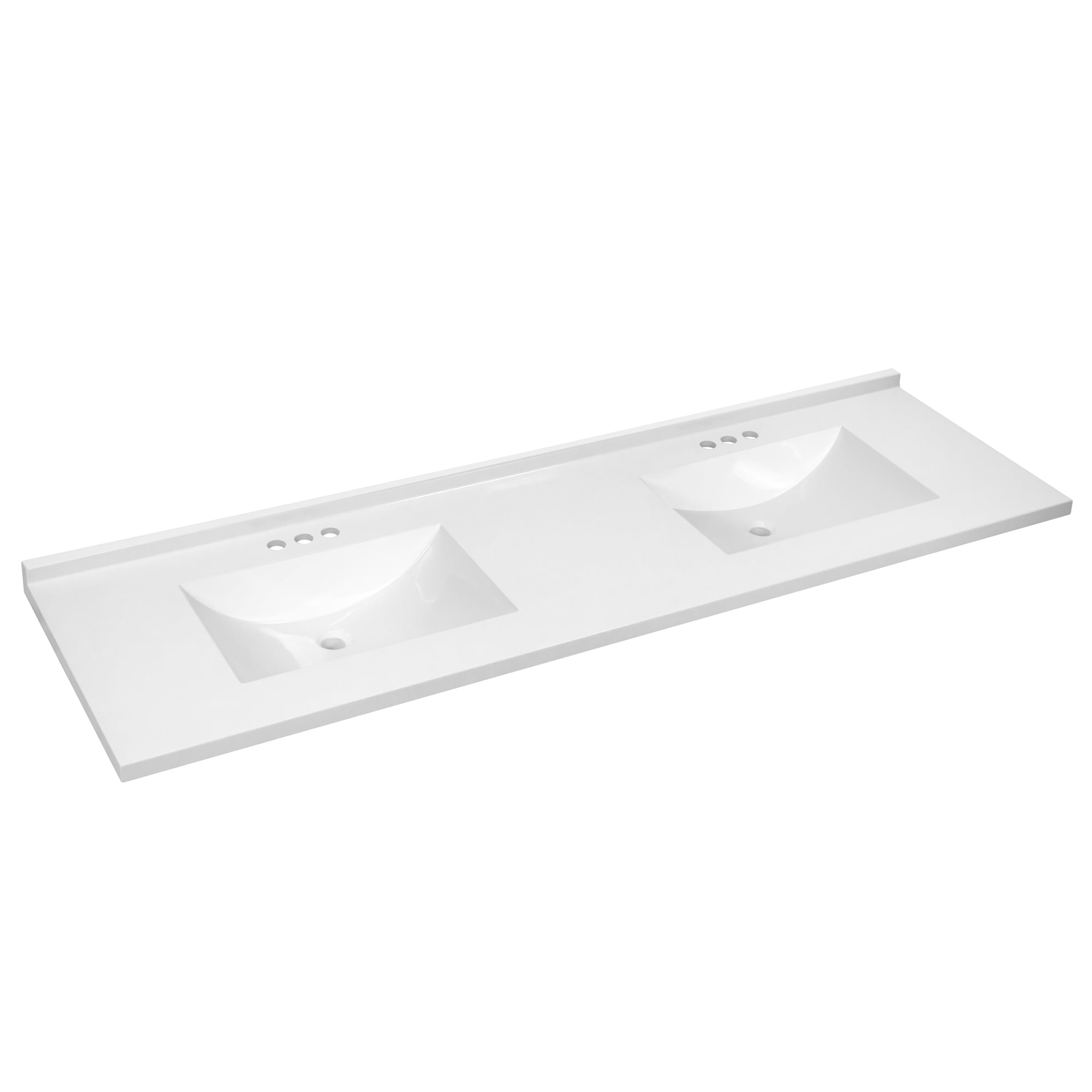 Design House 630277 Camilla II 73-in x 22-in Solid White Cultured marble Integral Double sink 3-Hole Bathroom Vanity Top