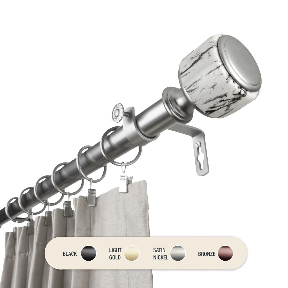 Hart & Harlow L100-52-285 1-in Chloe 28-in to 48-in Satin nickel Steel Single curtain rod with Finials