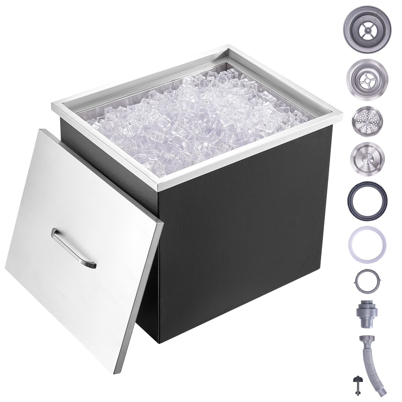 VEVOR 20.5-Gallons 17 X 21-IN Drop-in Ice Bin Chest Interior SUS304 + Exterior SUS201 Stainless steel Ice Bucket #JG21.2X16.8000001V0