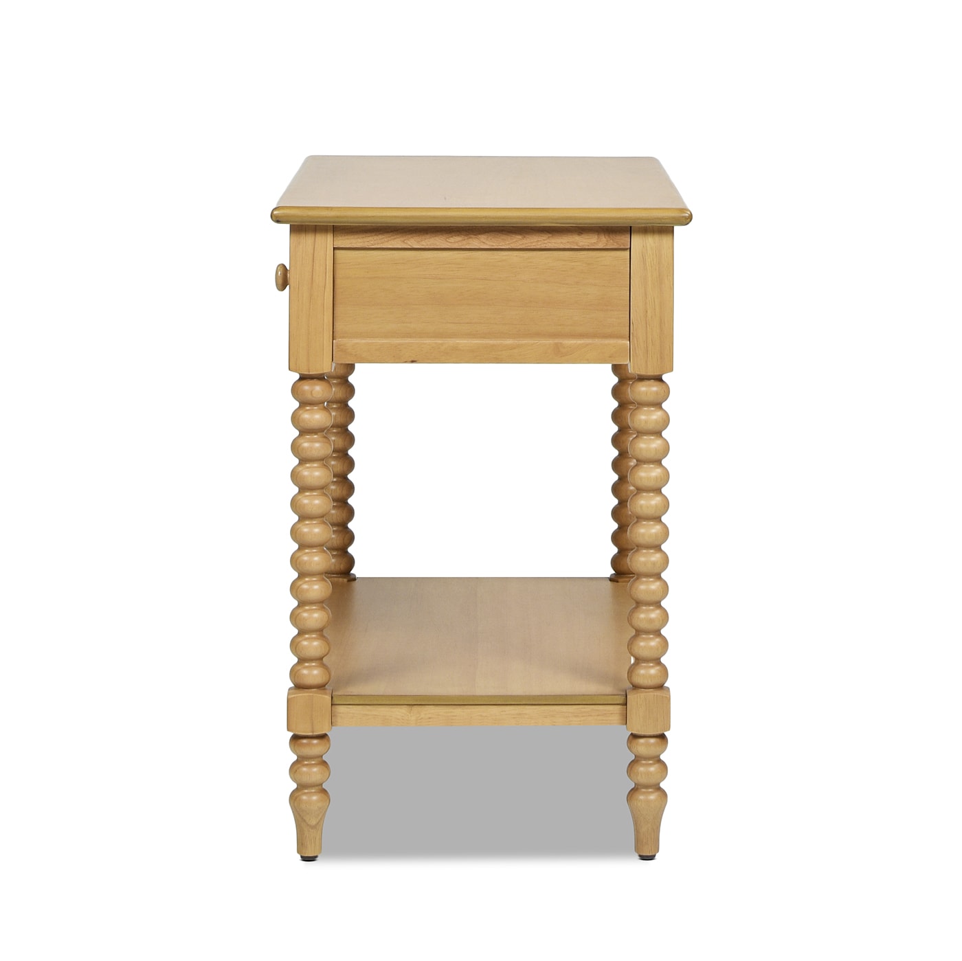 Easton 28" Natural Brown Wood 1-Drawer Side Table with Shelf