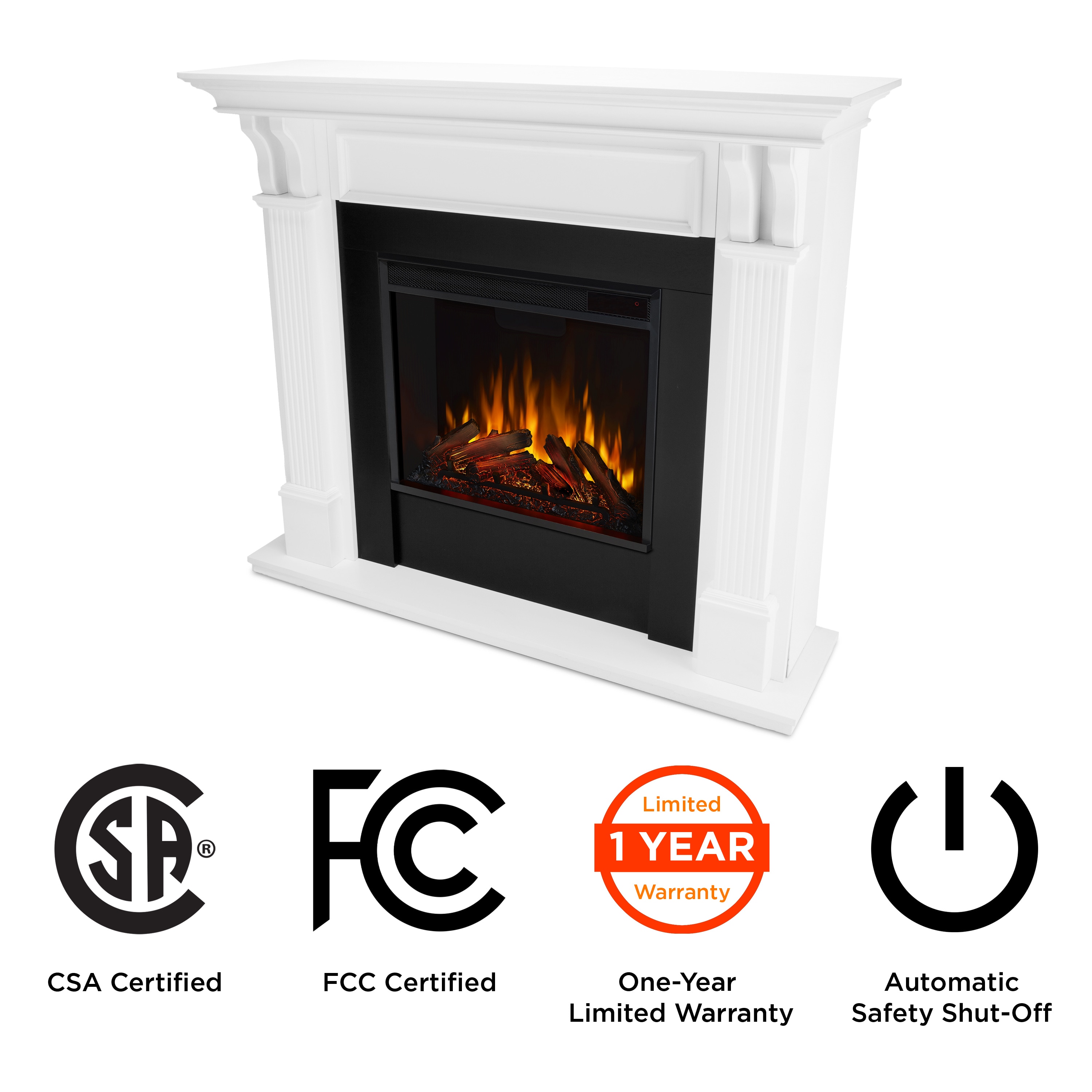 Ashley 48" White Electric Fireplace with Mantel