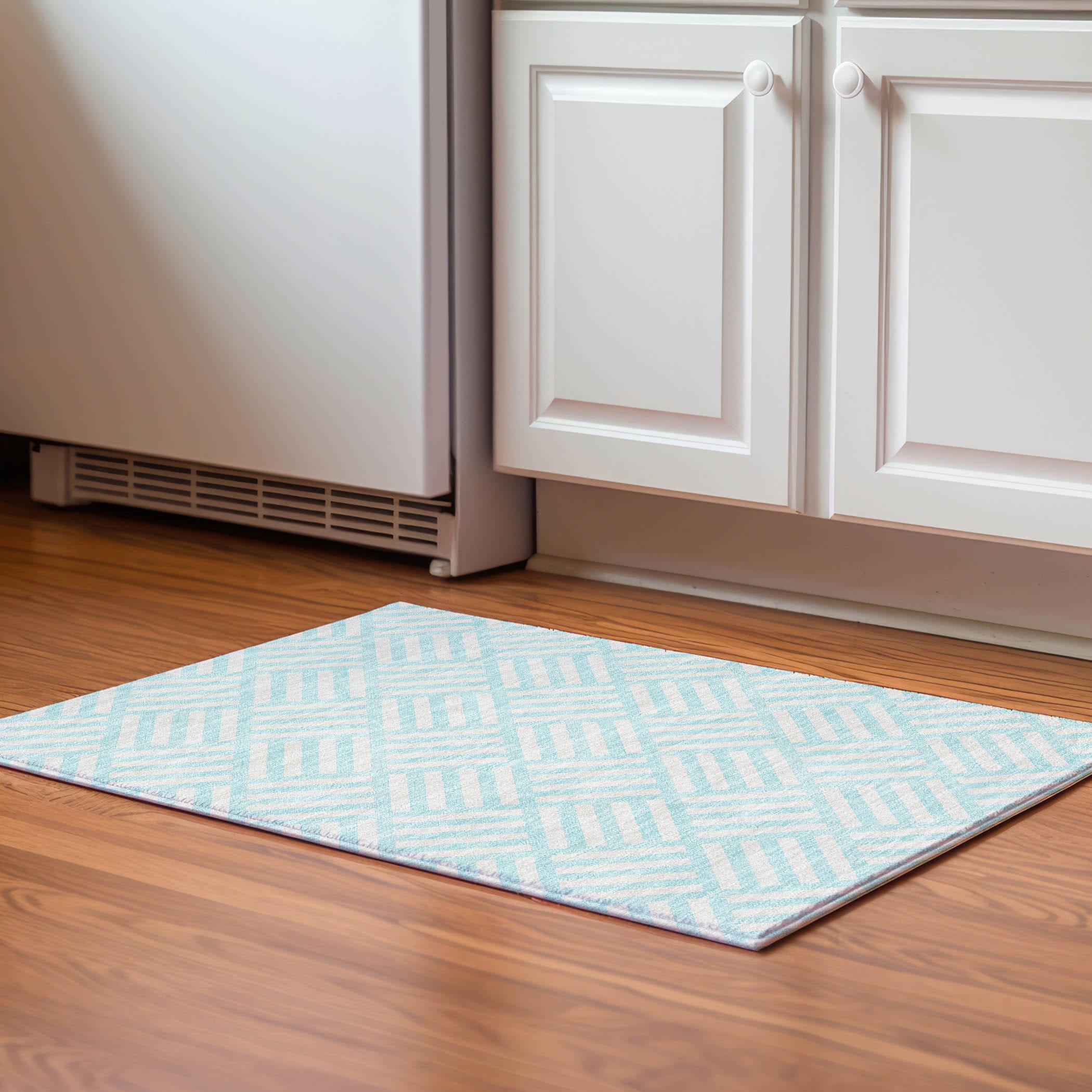 Addison Rugs AMF620AQ20X30 Mayfield AMF620AQ 2 x 3 (ft) Loomed Polyester Aqua Rectangular Indoor Geometric Machine washable Area rug