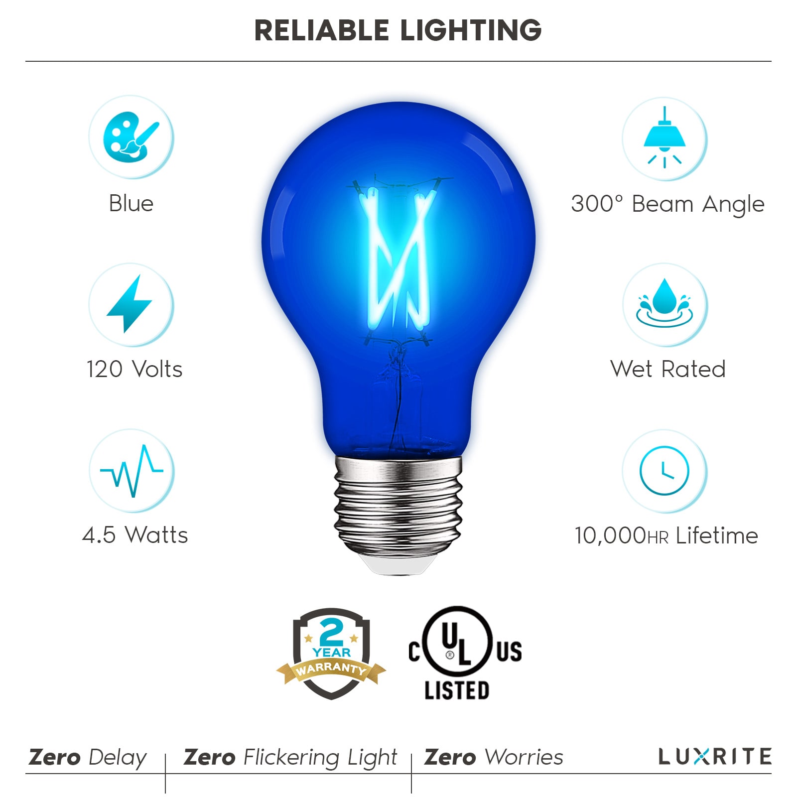 Luxrite 60-Watt EQ A19 Blue Medium Base (e-26) LED Decorative Light ...