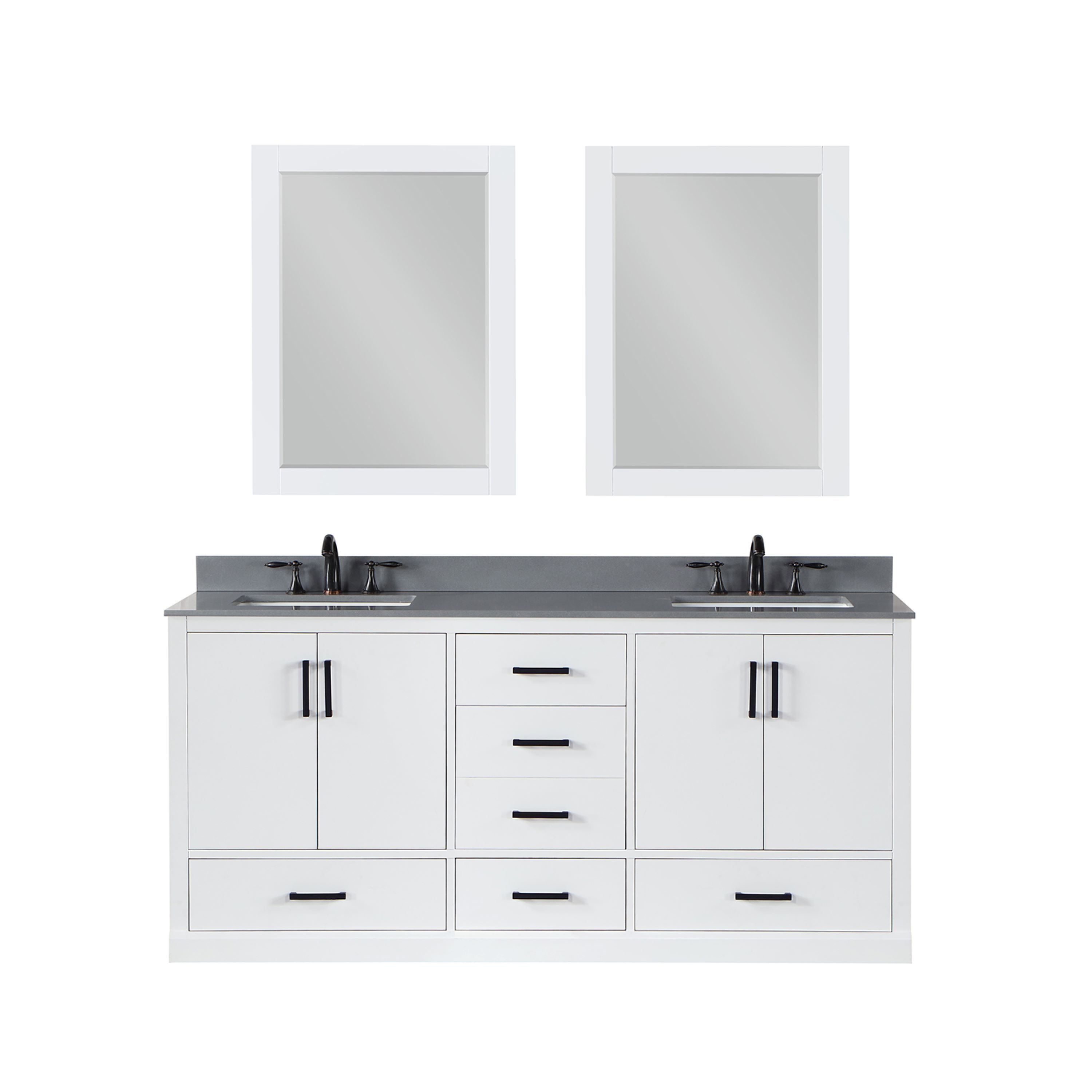 Altair 544072-WH-CG Monna 72-in White Undermount Double sink Bathroom Vanity with Concrete Gray Engineered marble Top (Mirror Included)